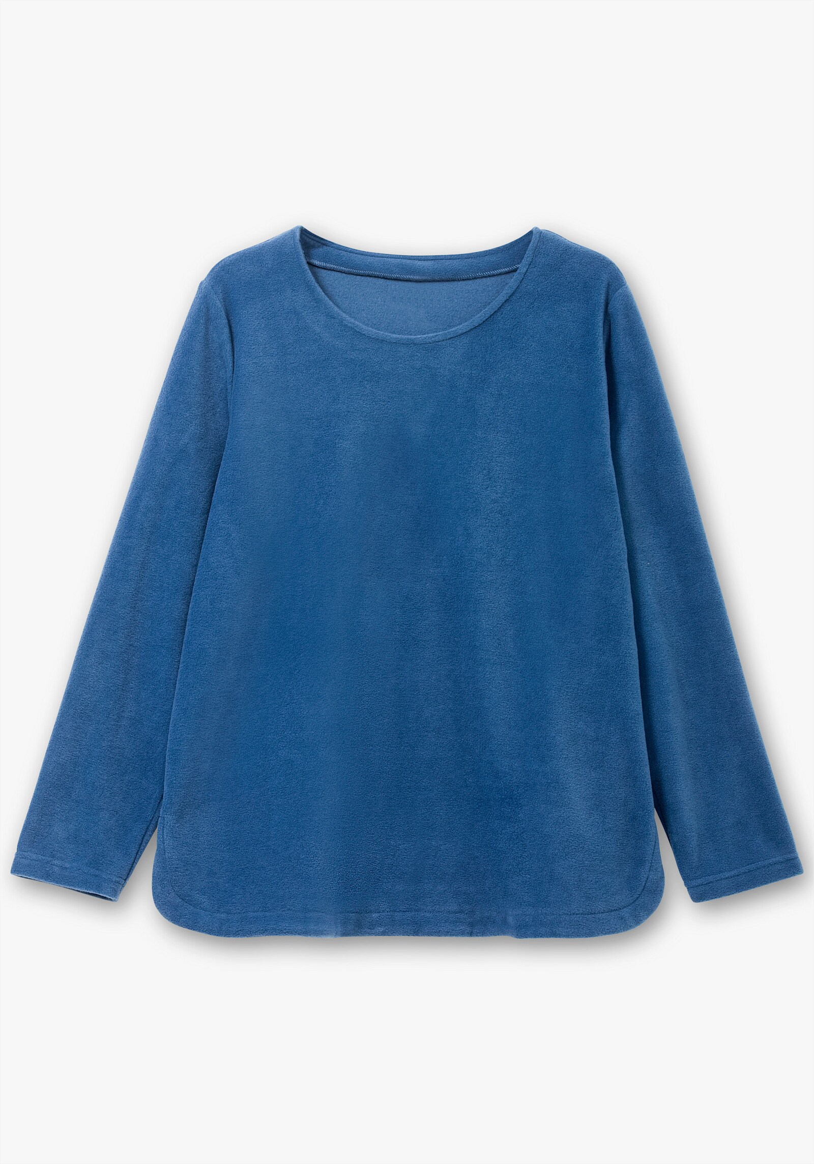 Fleeceshirt mit abgerundetem Saum - jeansblau
