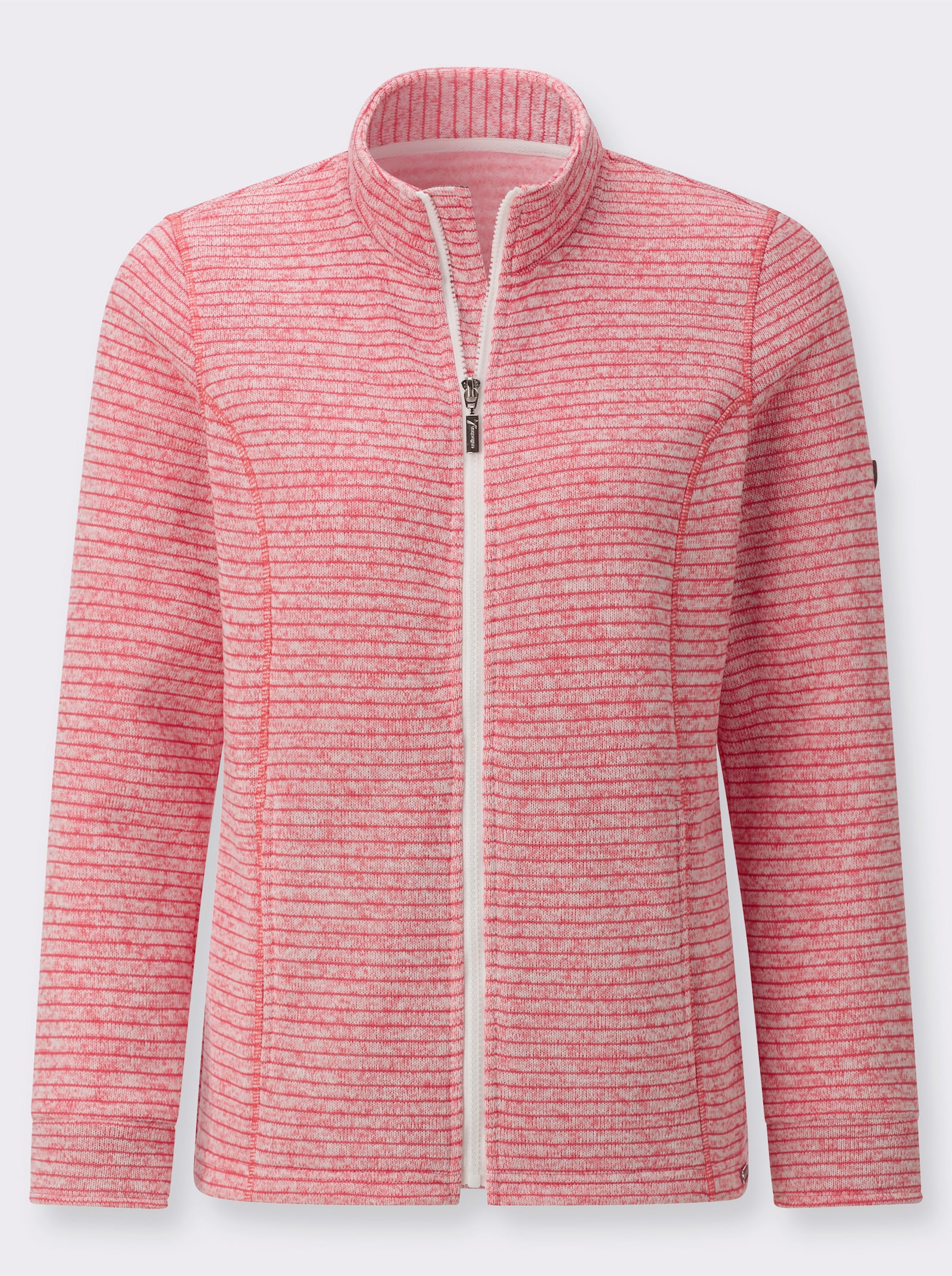 Vest van tricotfleece met naadzakken - flamingo gemêleerd