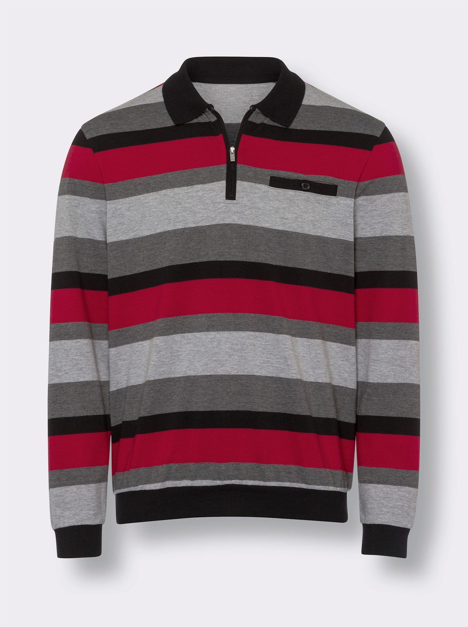 Sweatshirt im Ringel-Dessin - schwarz-rot-geringelt