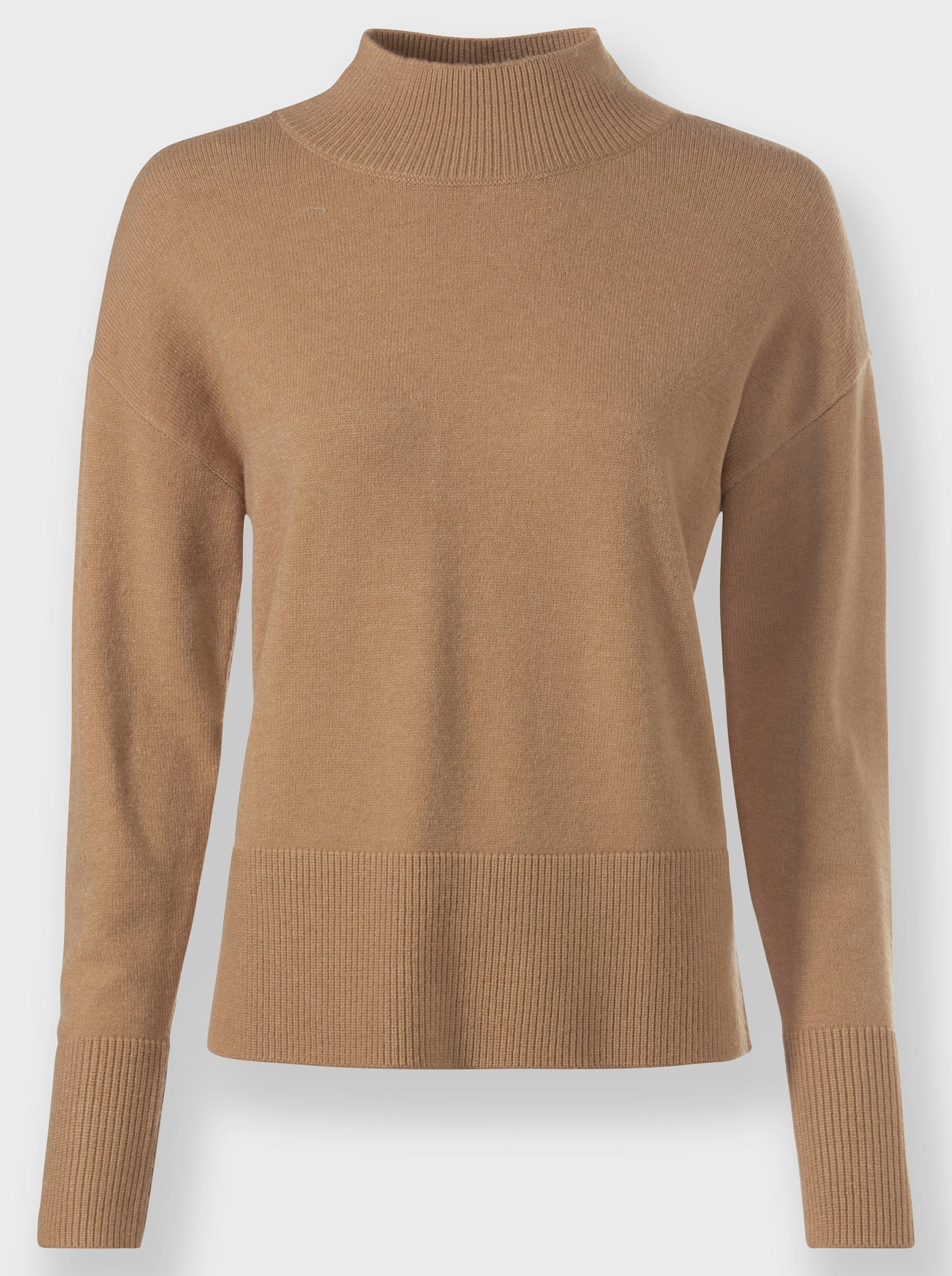 heine Pullover met opstaande kraag en rechte snit - camel