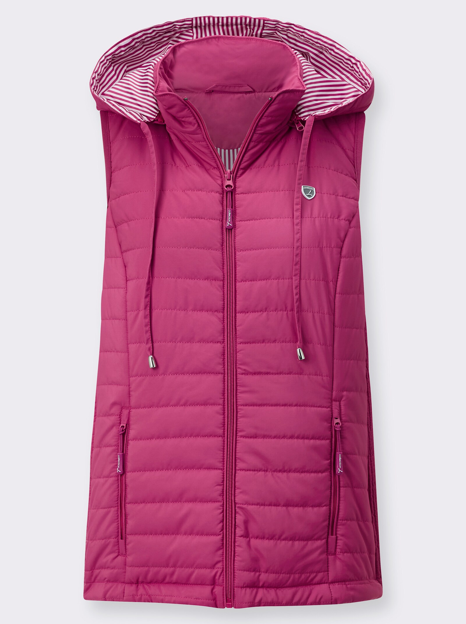 Steppweste mit abnehmbarer Kapuze - fuchsia