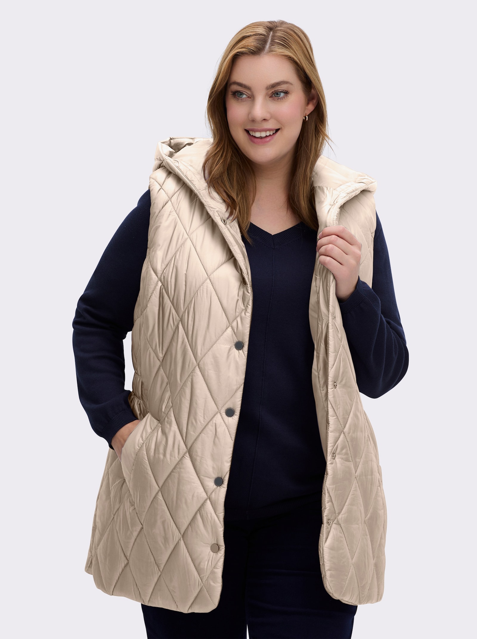 Steppweste in Longform - elfenbein