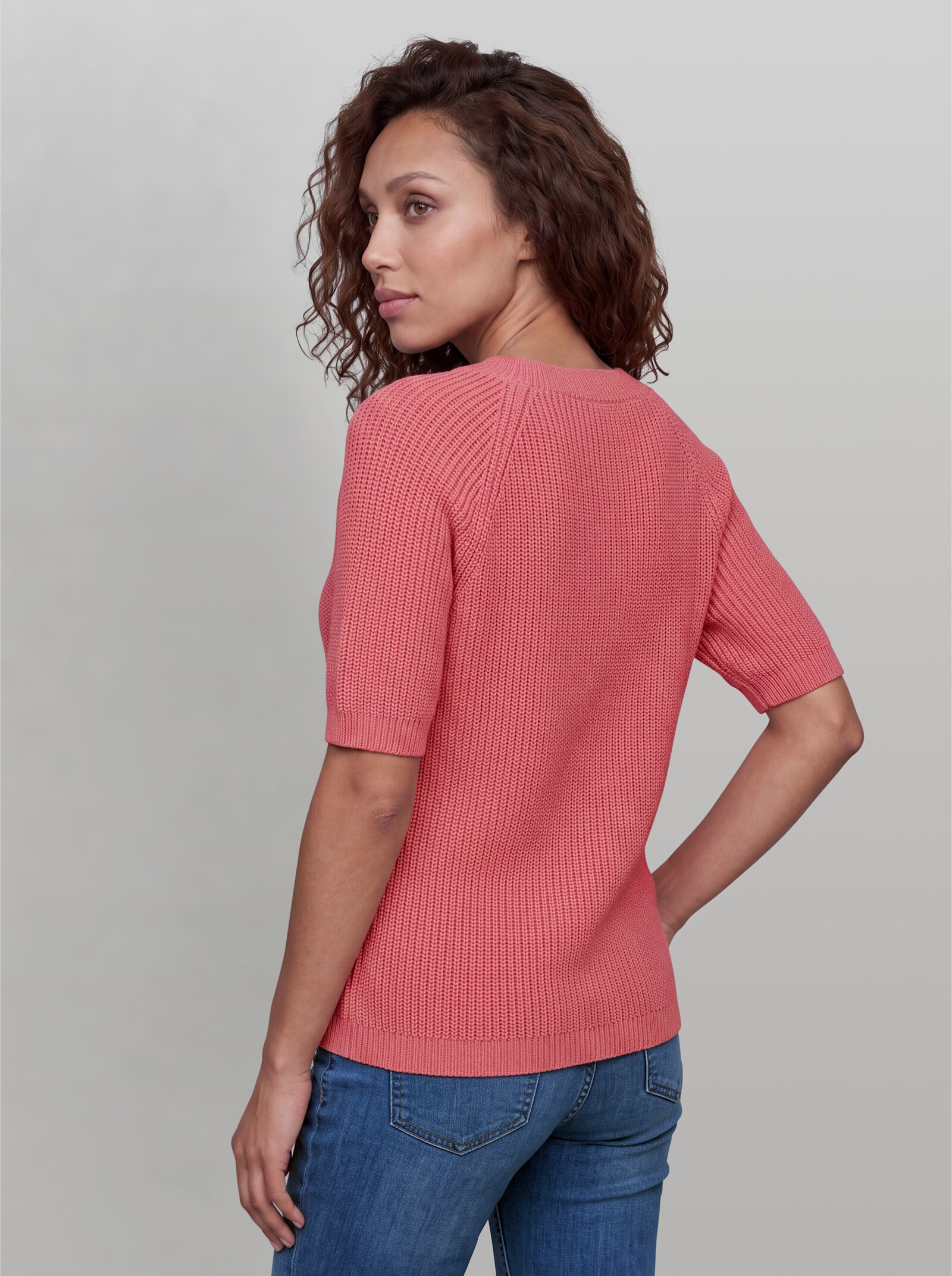 heine Baumwollpullover mit Bündchen - flamingo