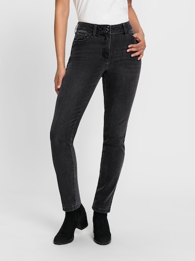 Thermojeans mit Smok-Einsatz hinten - black-denim