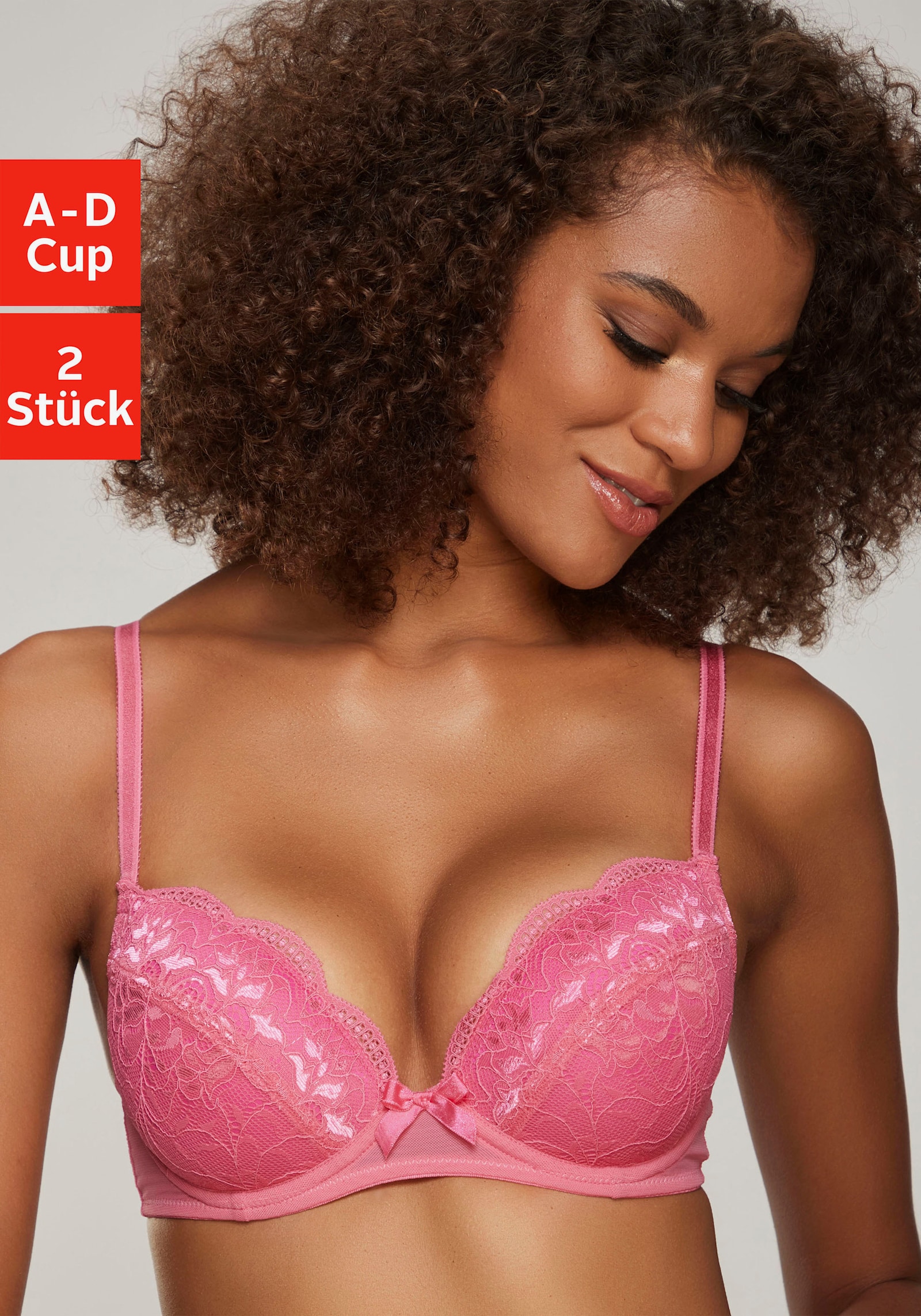 petite fleur Soutien-gorge balconnet - fuchsia+blanc