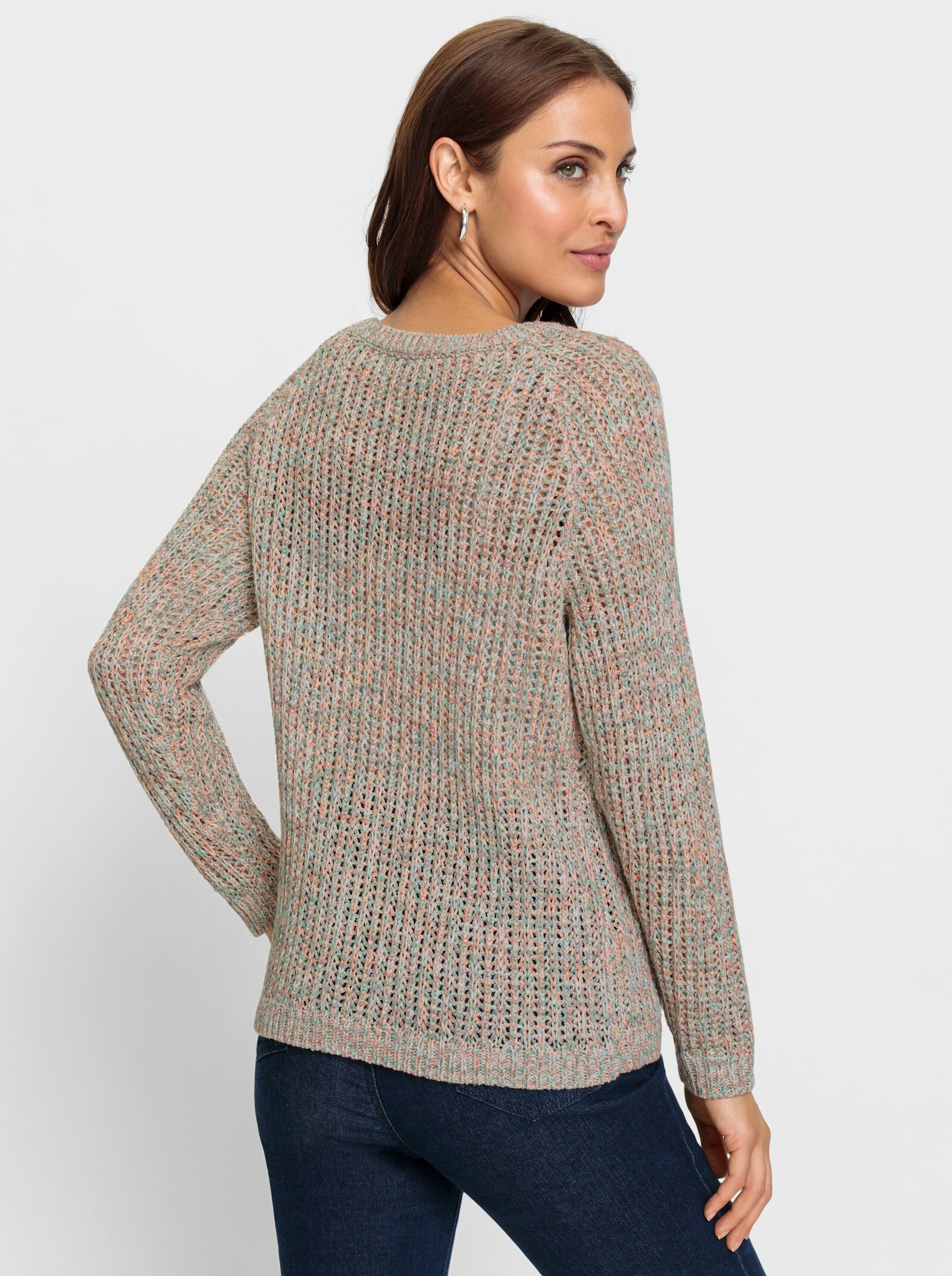 Pullover met effectgaren - papaja/ecru gedessineerd
