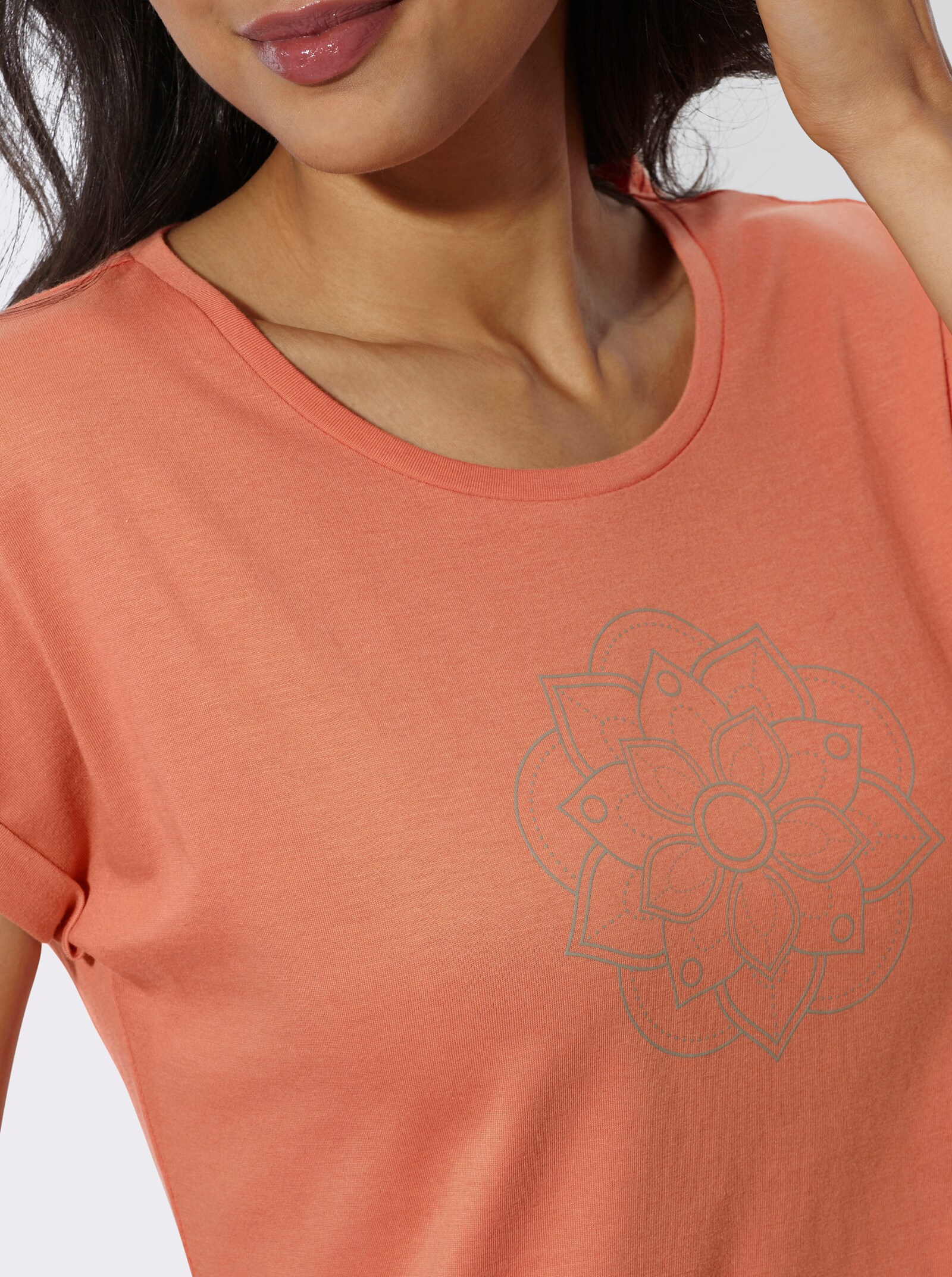  Freizeitshirt mit fixiertem Ärmelaufschlag - papaya