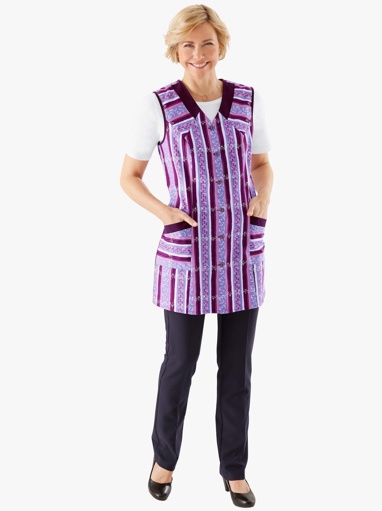 3/4-damesblouse - lila geprint