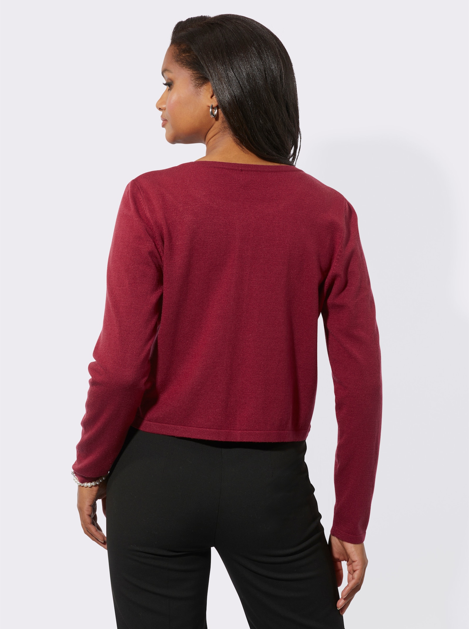 Cardigan mit einem Hakenverschluss - dunkelrot