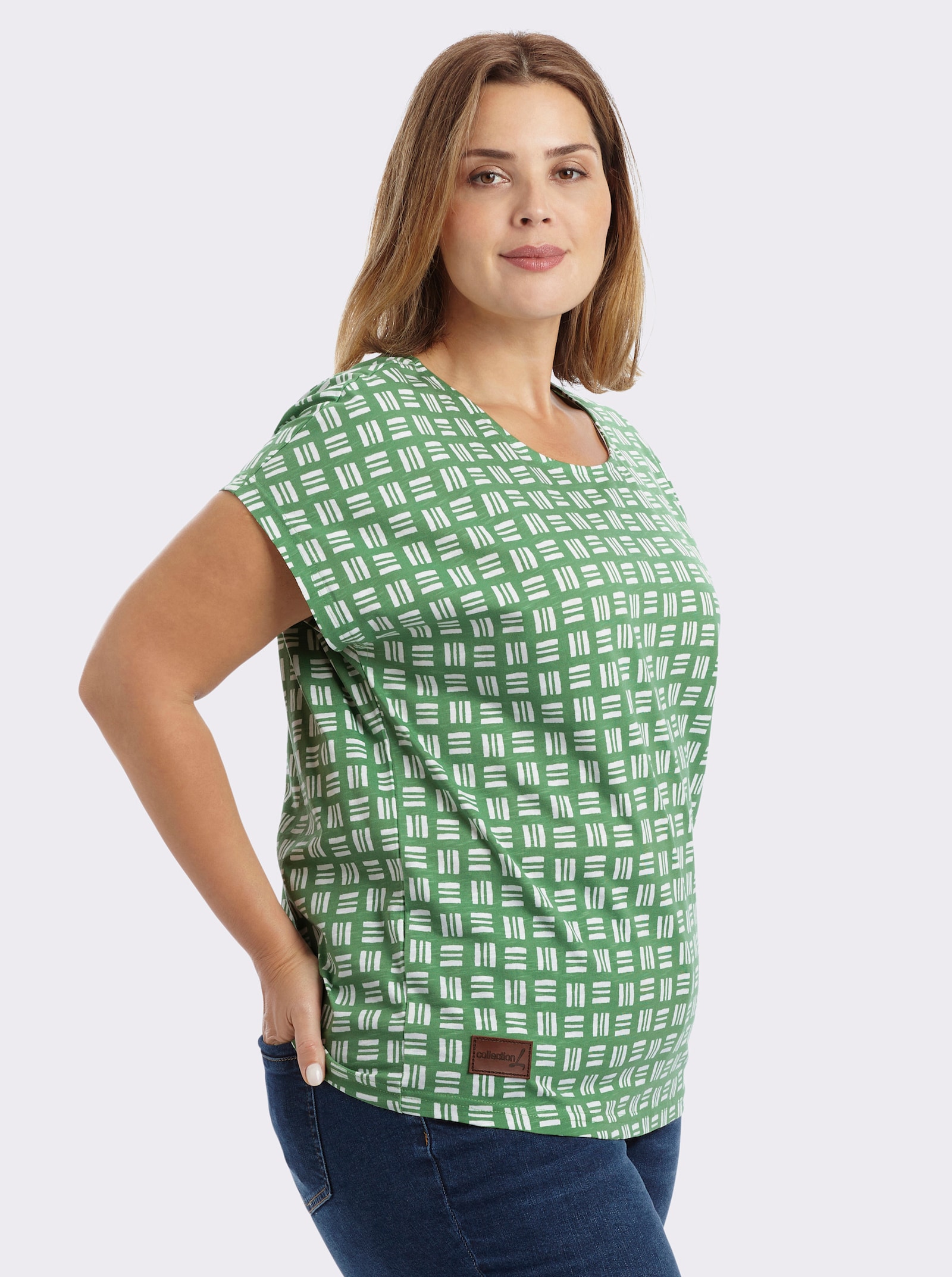 Print-Shirt aus reiner Baumwolle - apfel-ecru-bedruckt