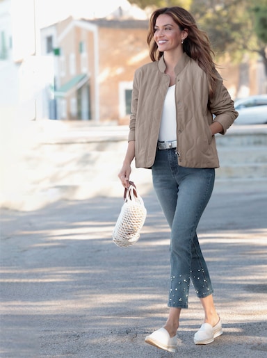 Steppjacke mit Baseball-Kragen - taupe