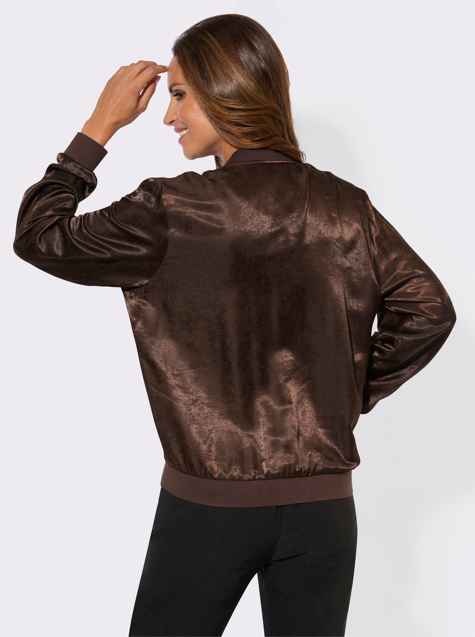 Blusenjacke aus Satin - schoko