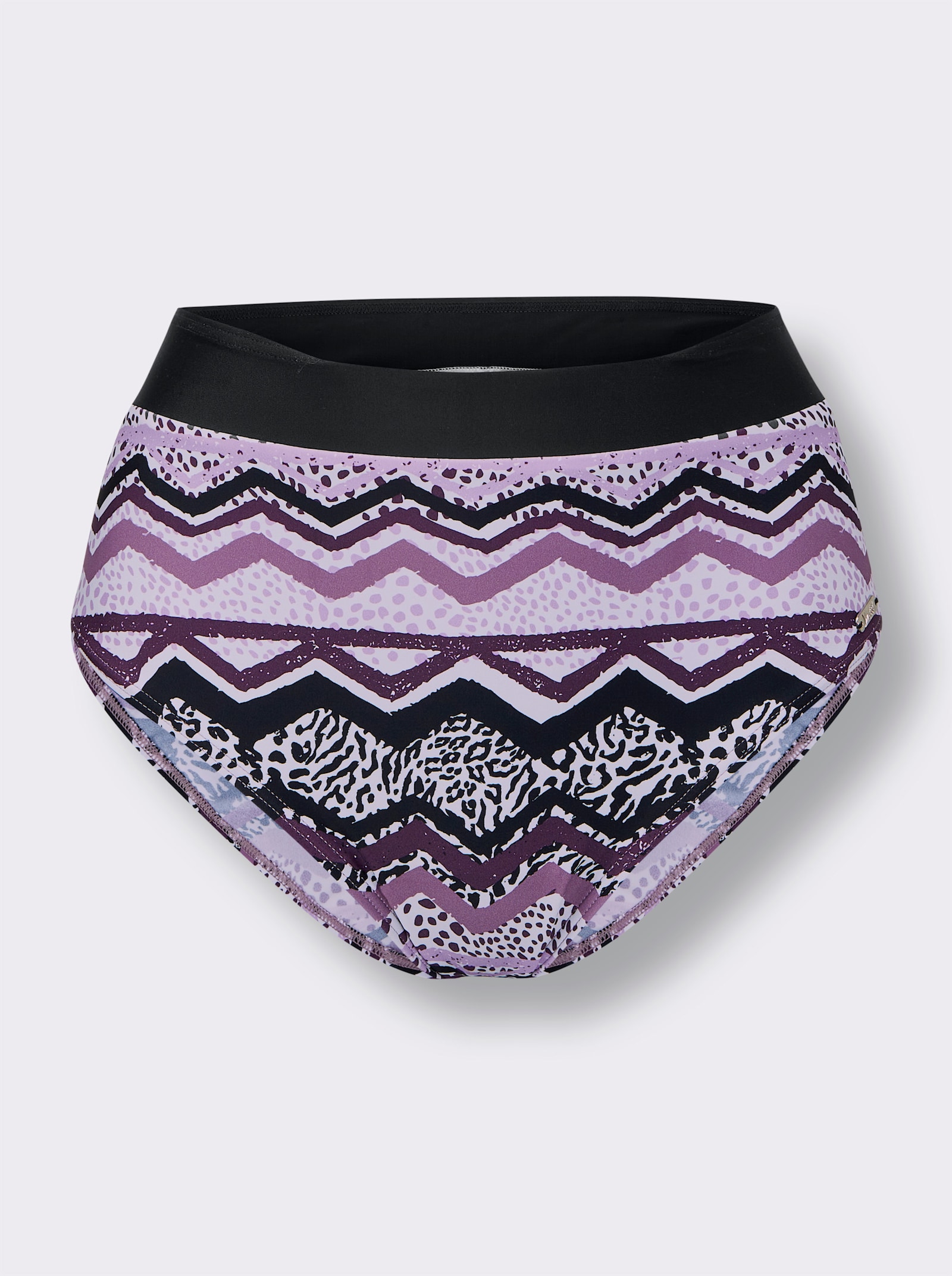feel good Bikini-Slip mit breiter Blende - violett-schwarz-bedruckt