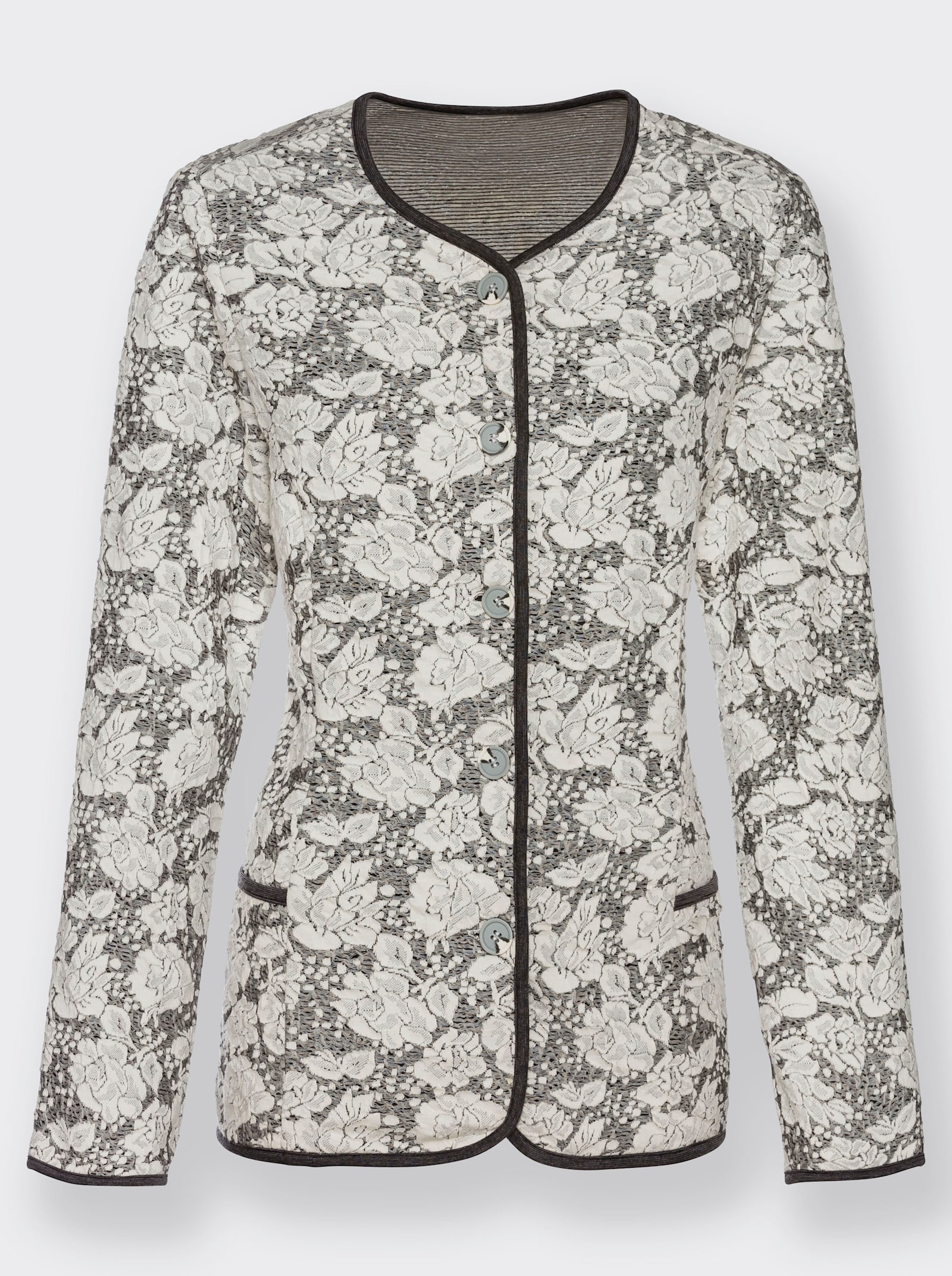Jacquardblazer mit Blütenmuster - grau-gemustert