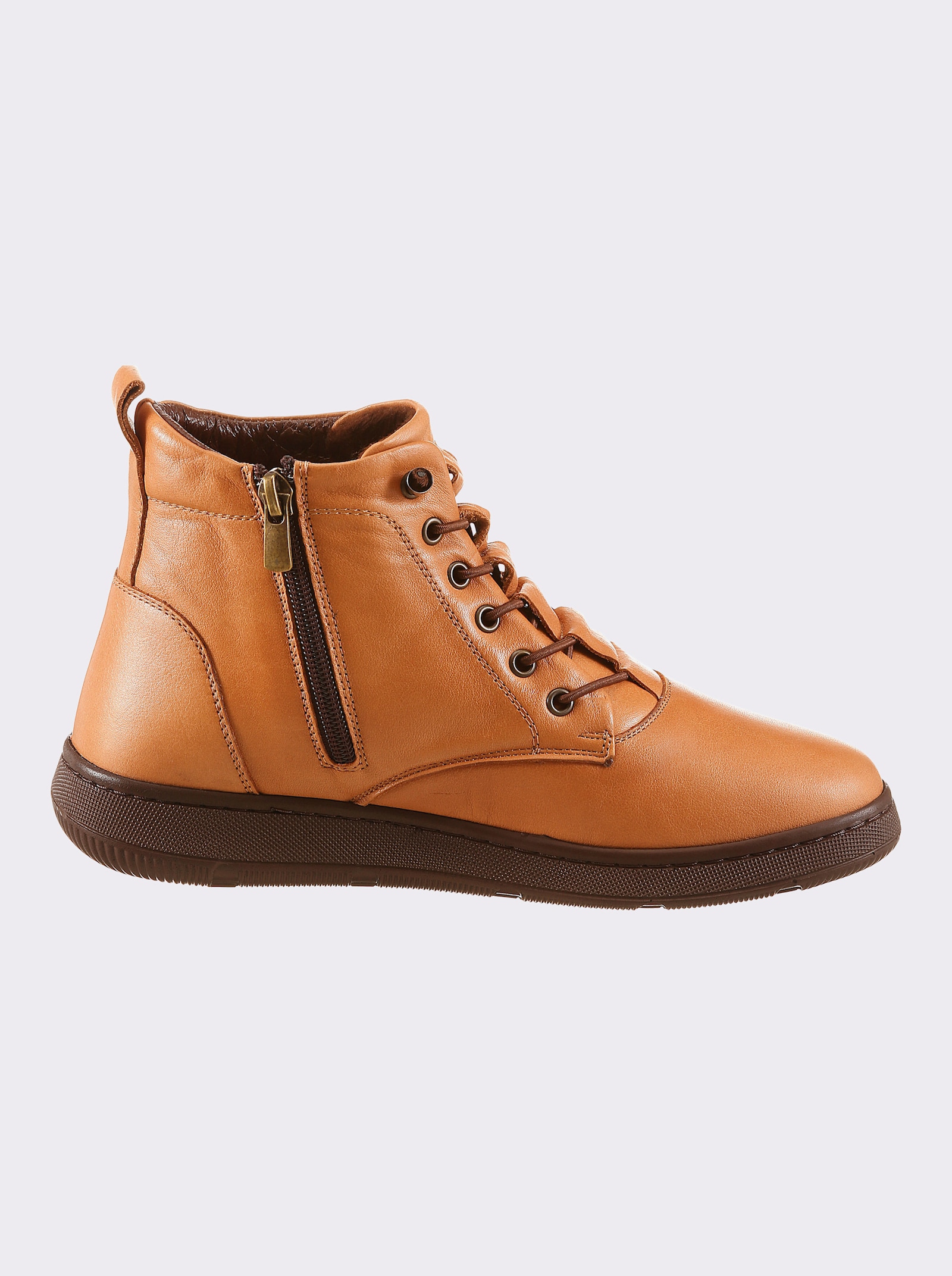 Andrea Conti Stiefelette aus Leder, warm gefüttert - cognac