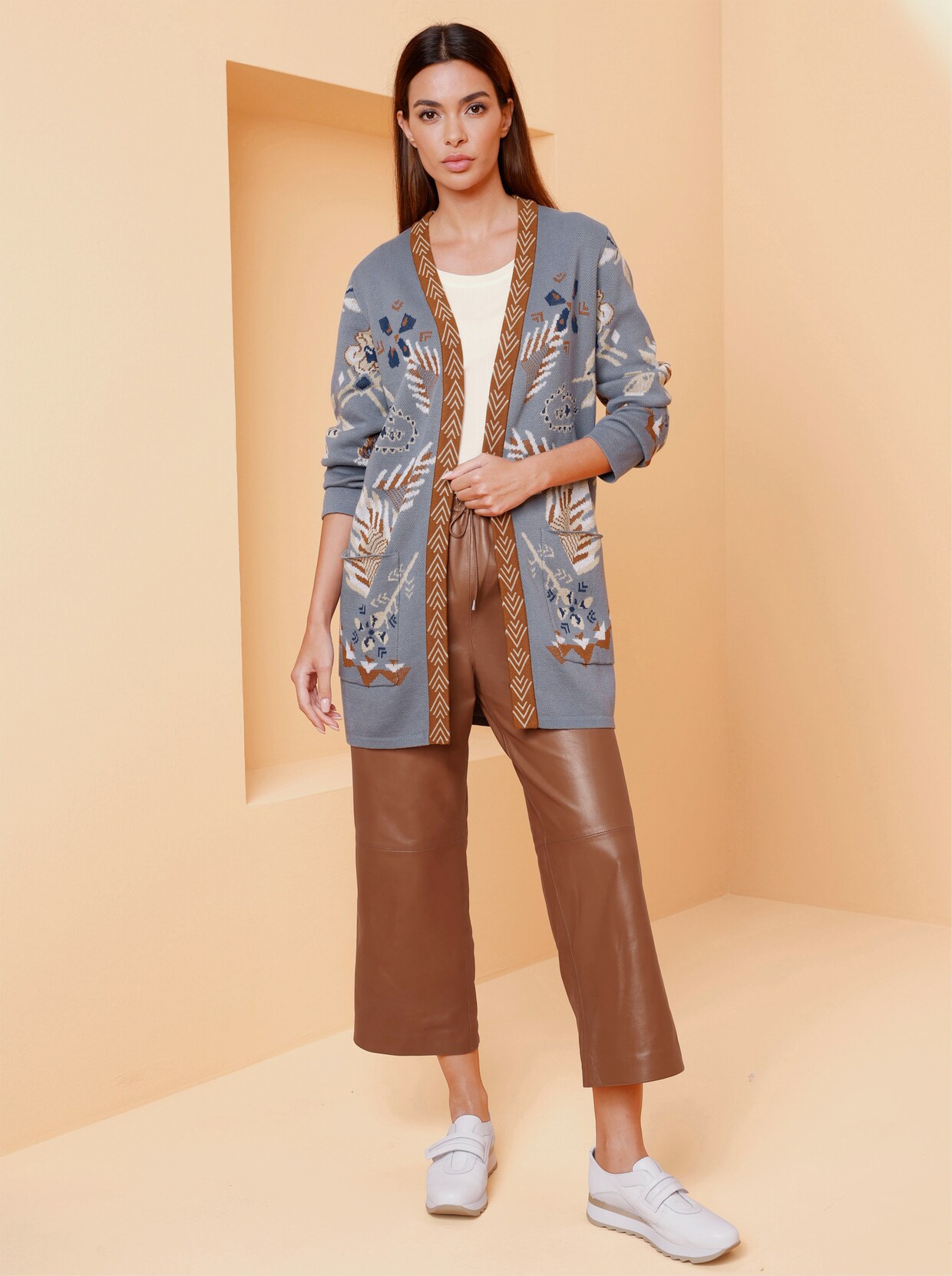 heine Strickjacke - taubenblau-gemustert