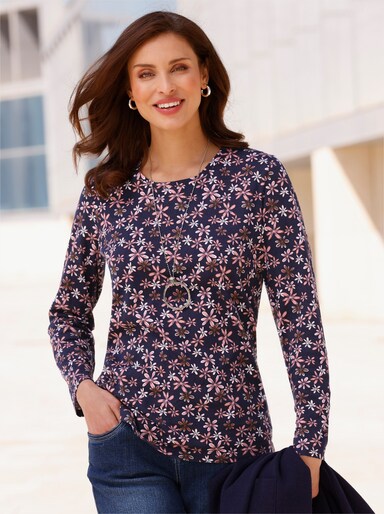 Print-Shirt mit langen Ärmeln - marine-rosenquarz-bedruckt