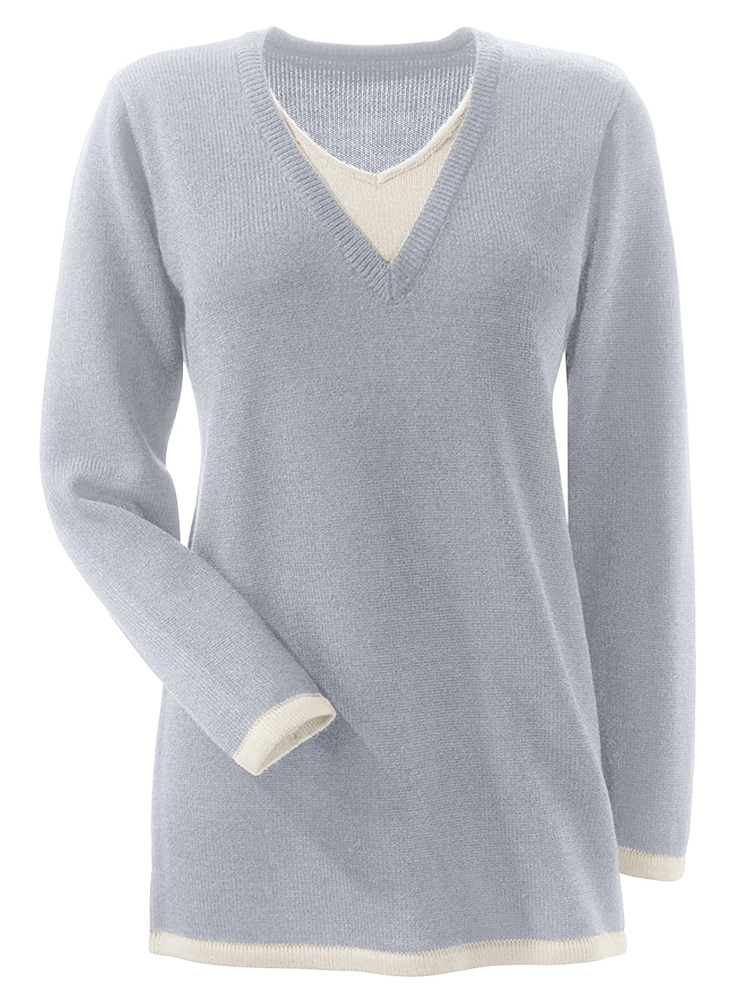 Pullover - silbergrau-wollweiß