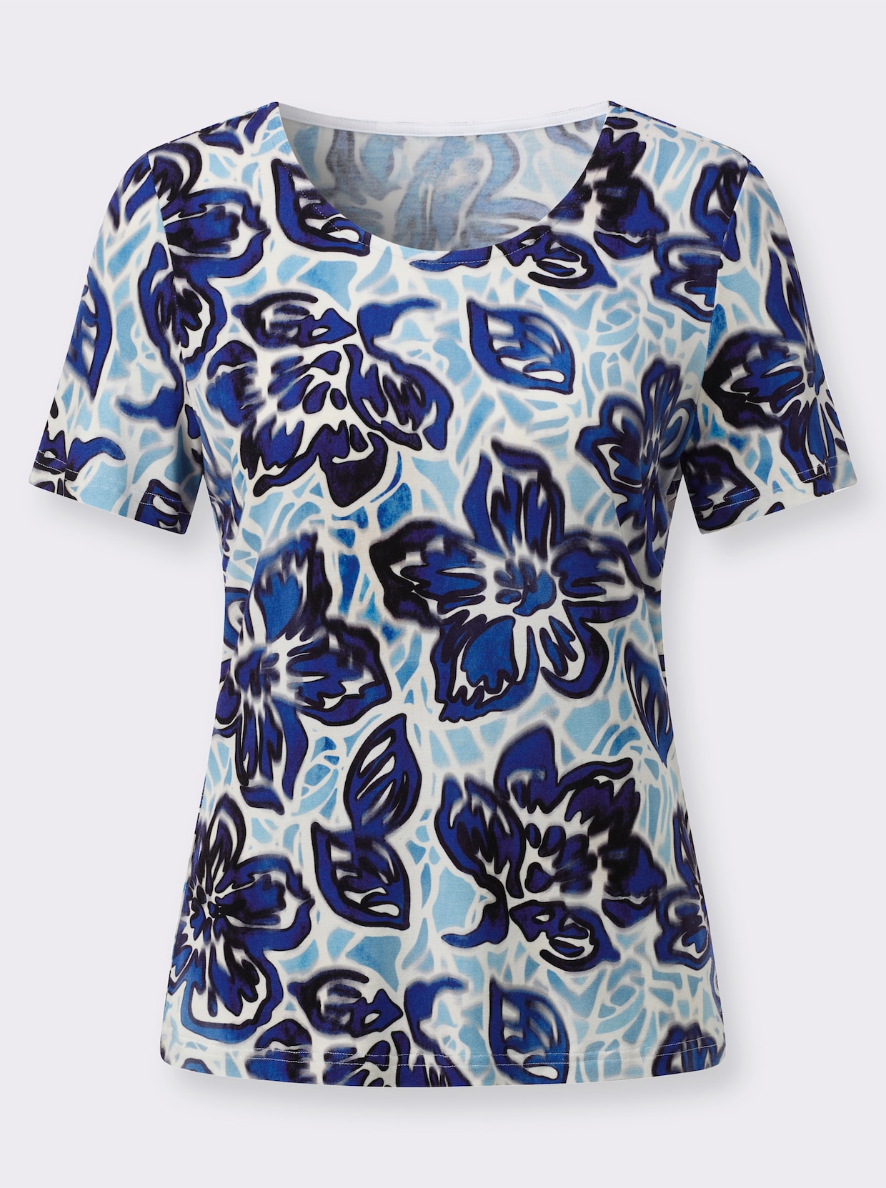 Kurzarmshirt - royalblau-marine-bedruckt
