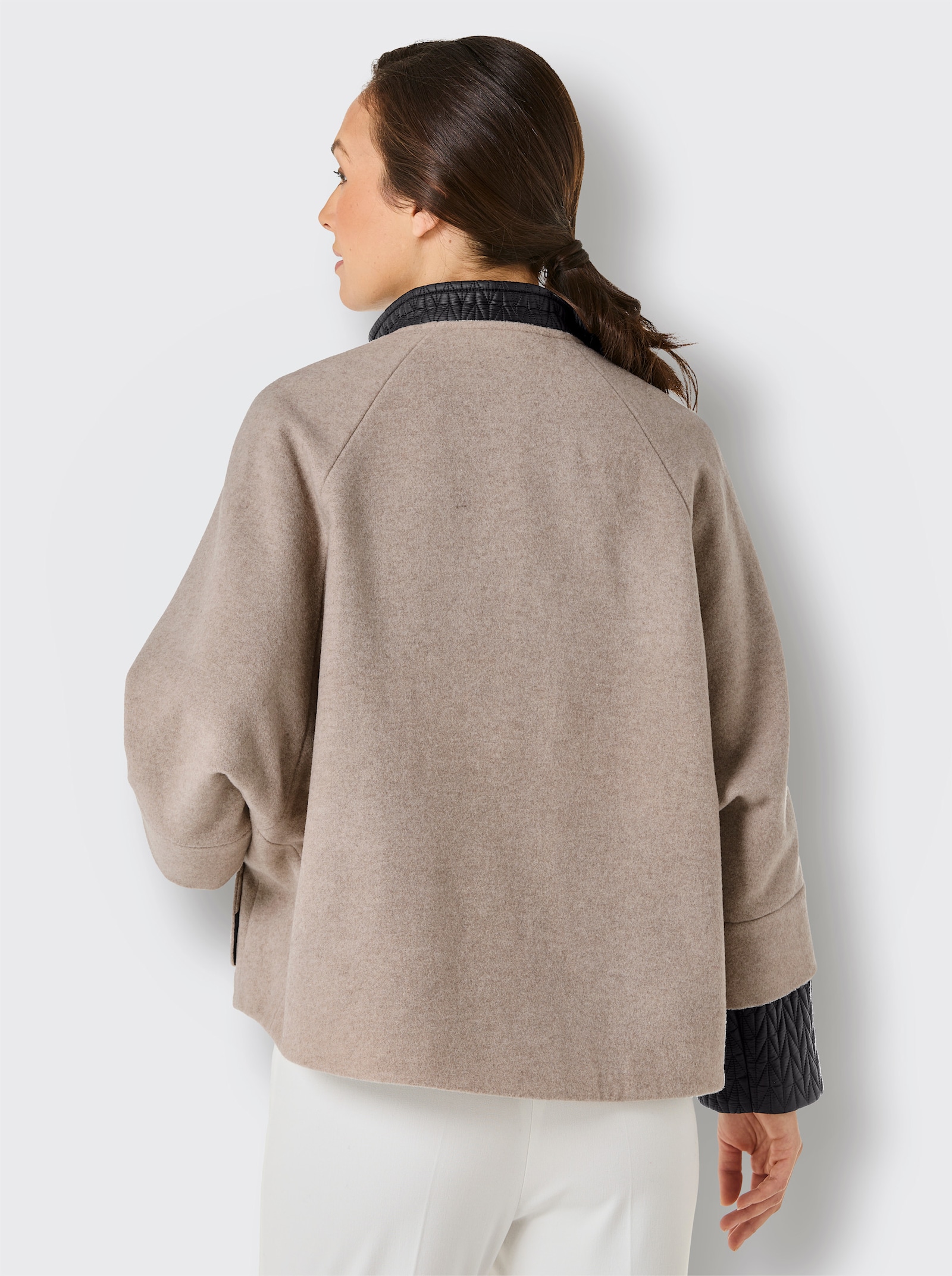 CREATION L PREMIUM Wolljacke in 2-in-1-Optik - beige-schwarz