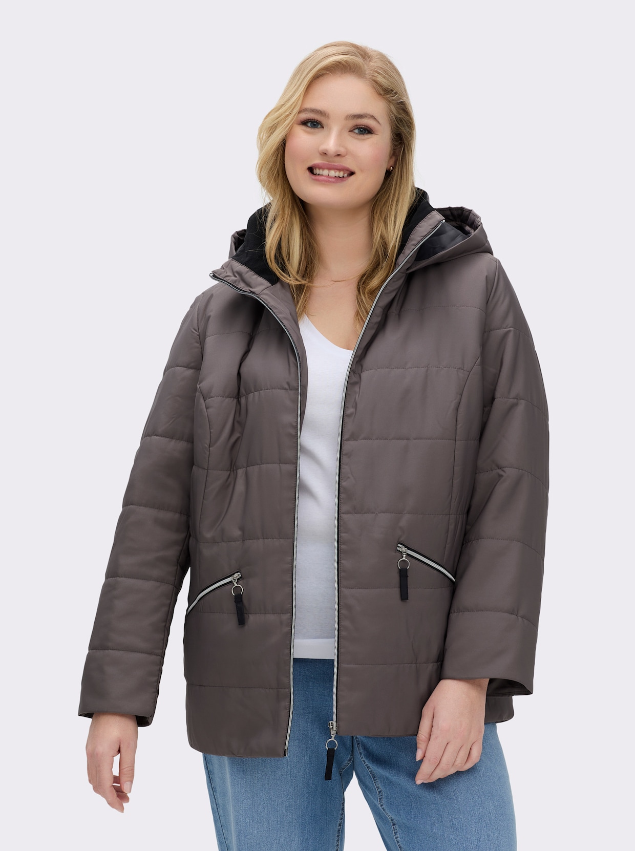 Steppjacke mit Wattierung, wärmend - taupe