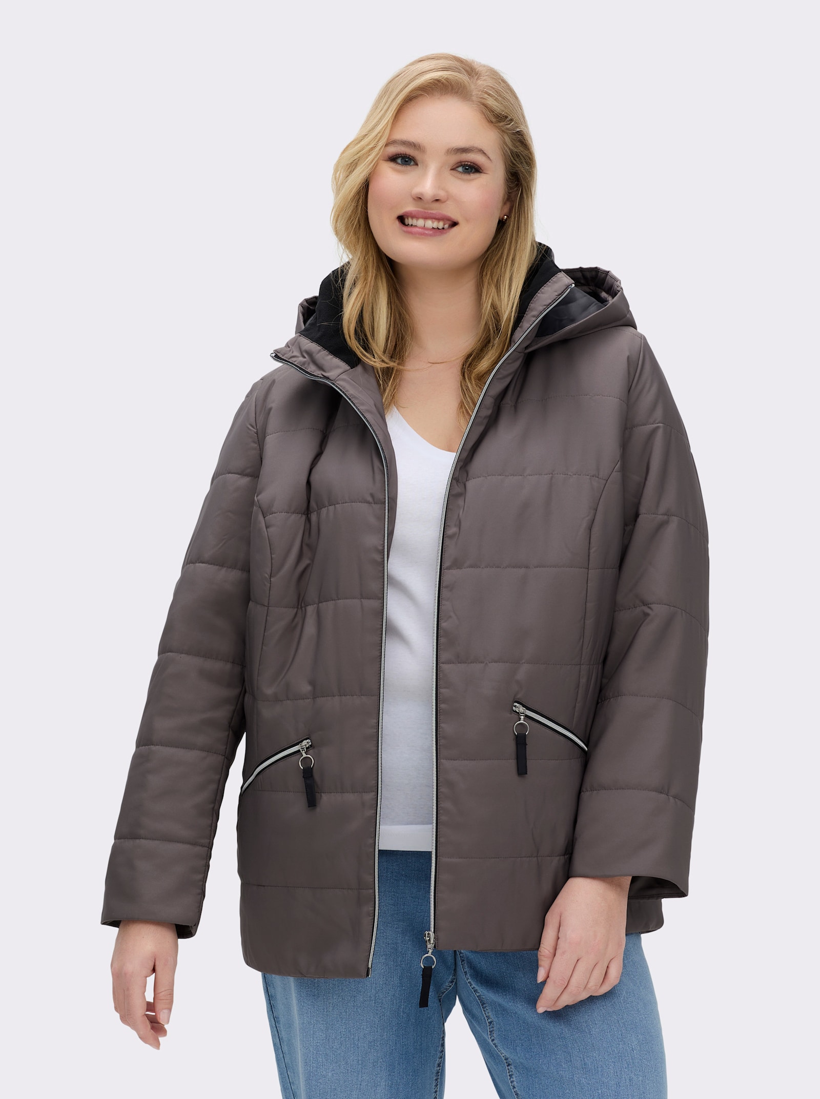 Steppjacke mit Wattierung, wärmend - taupe