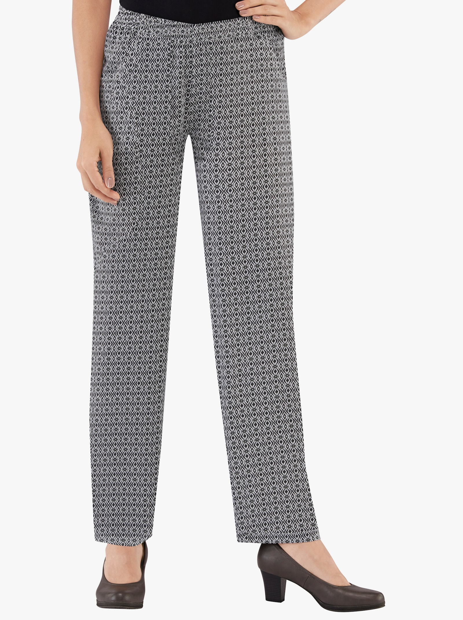 Schlupfhose mit Viskose-Anteil - schwarz Raute