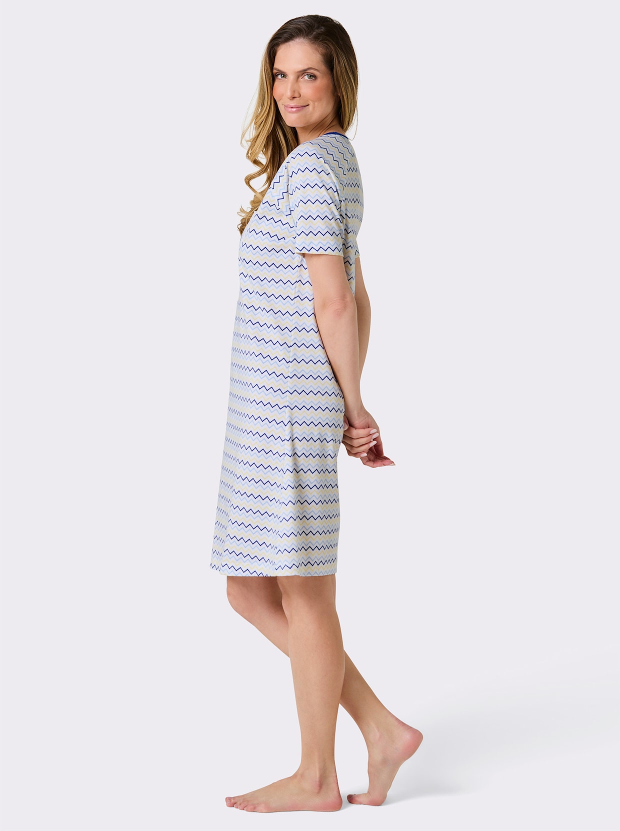 wäschepur Sleepshirt - weiß-royalblau-bedruckt