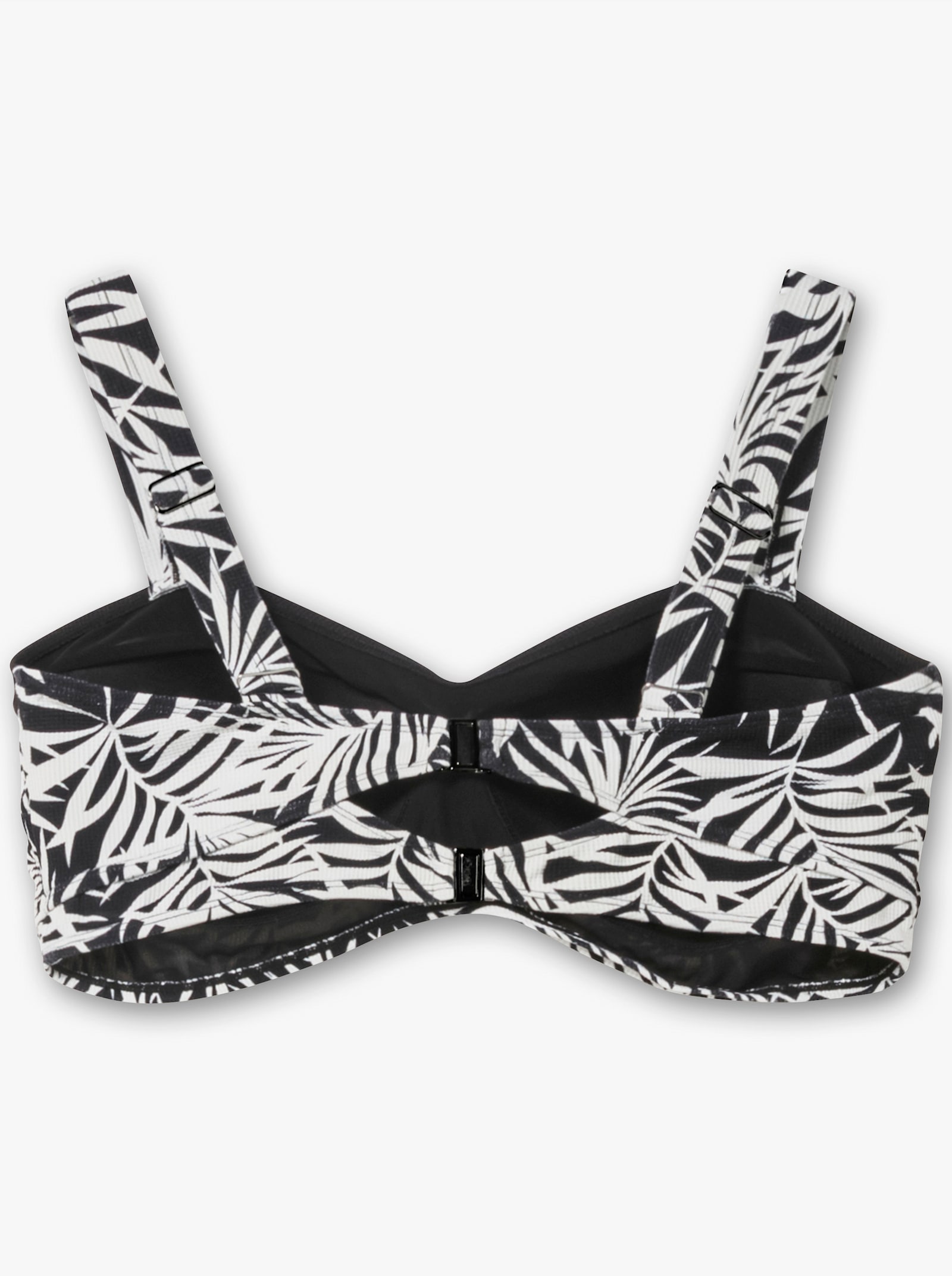 sheego Bikini-Oberteil mit Blätterprint - schwarz bedruckt