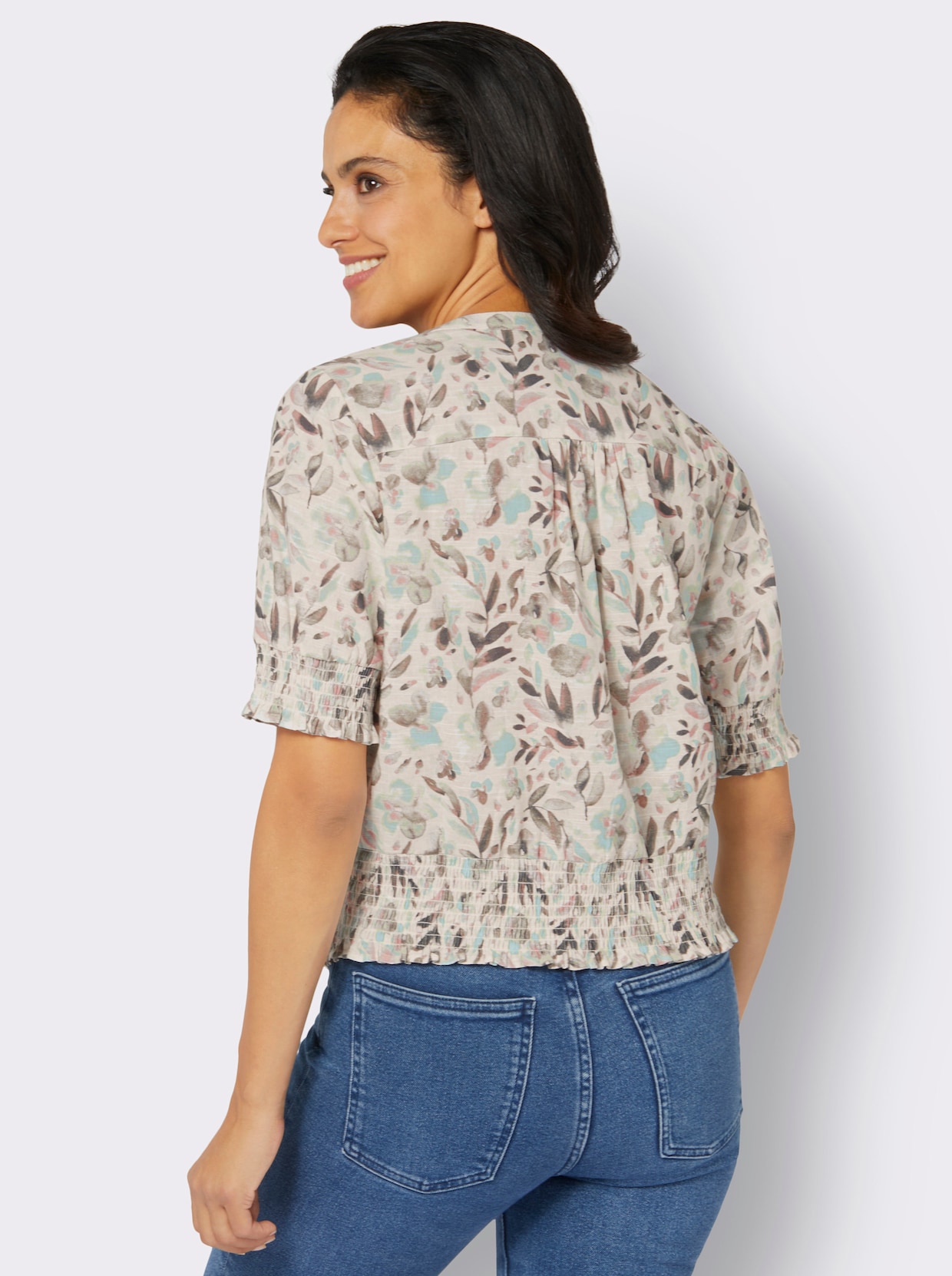 Blouse met print - zand/kalkmint bedrukt