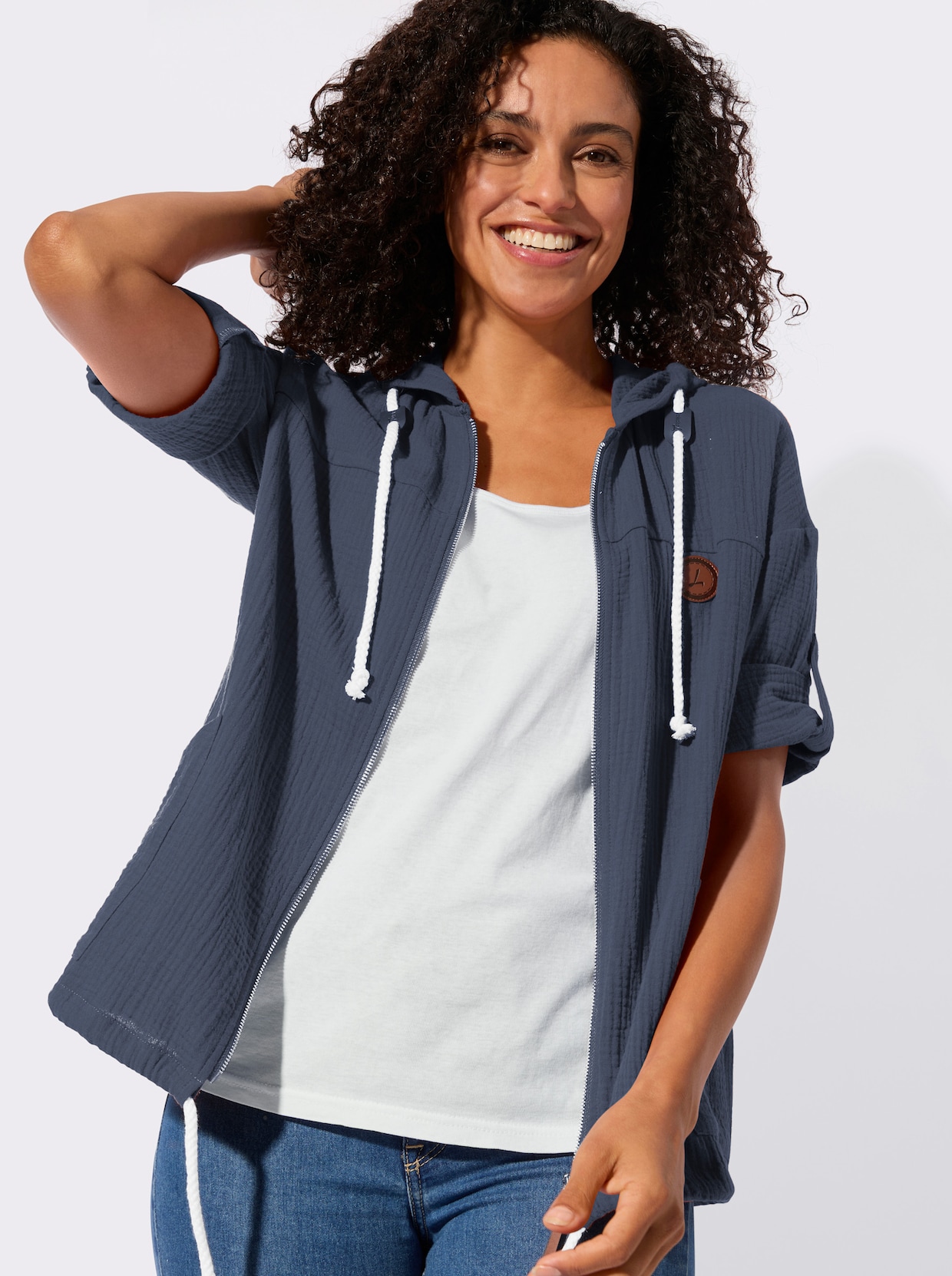 Blusenjacke - rauchblau