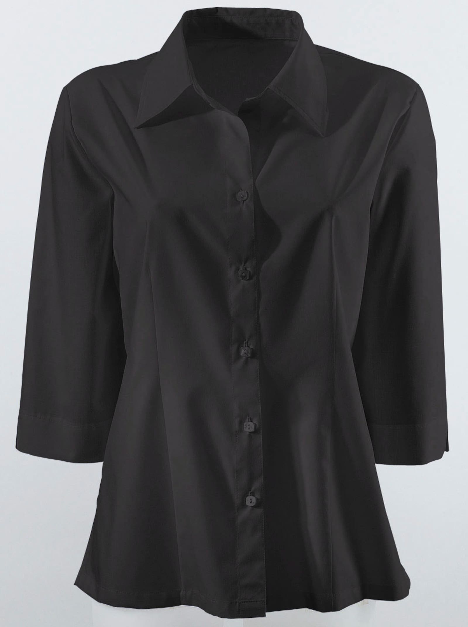 Košeľová blúzka, 3/4 rukávy - čierna