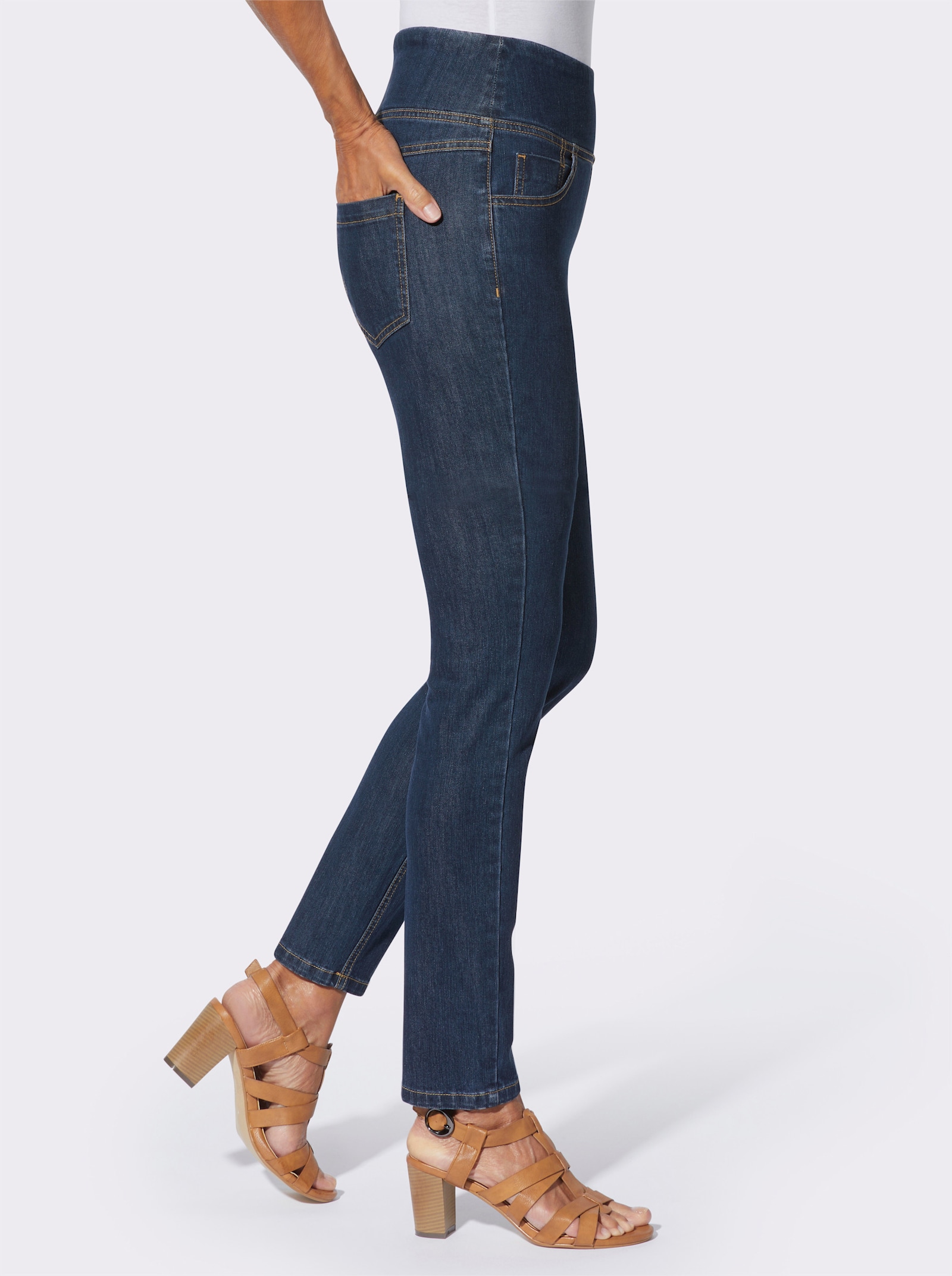 Jeans mit seitlichem Reißverschluss - dark blue