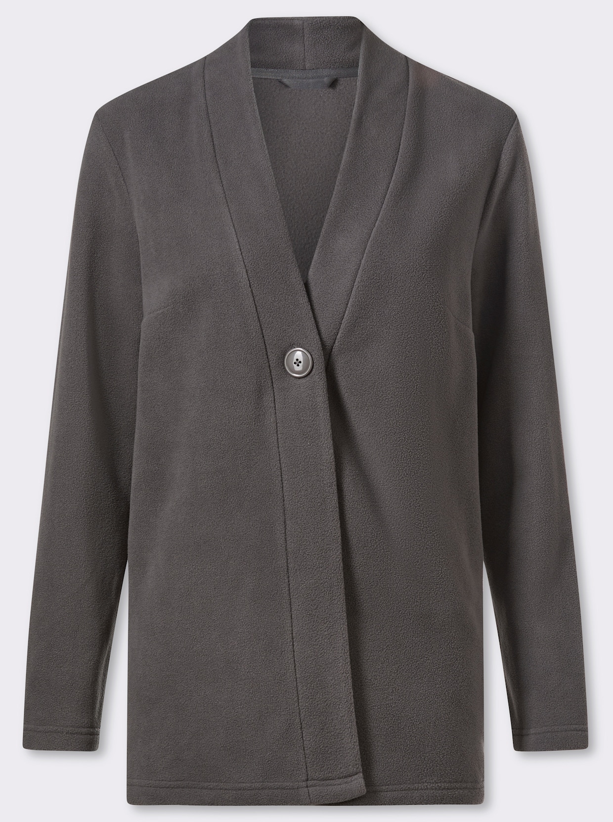 Fleecejacke mit V-Ausschnitt - anthrazit