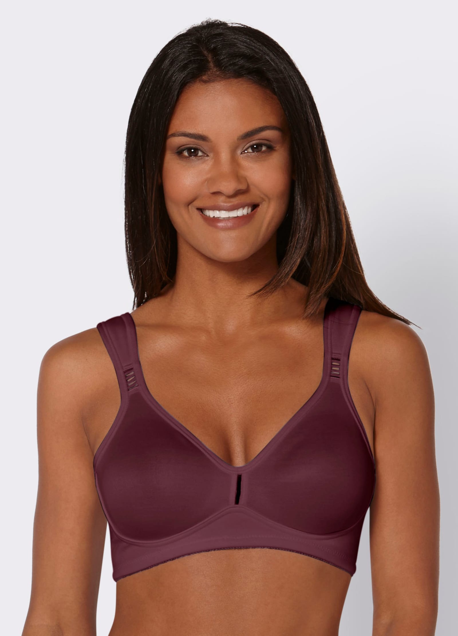 wäschepur Comfortbeha zonder beugel met transparante inzetten - bordeaux