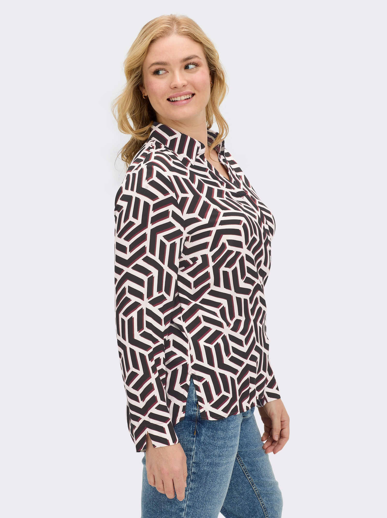 sheego Tuniek met grafische print rondom - zwart/ecru geprint