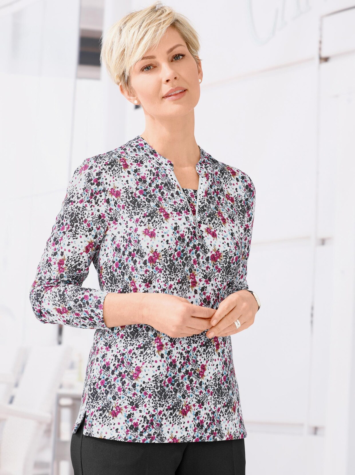Stehkragenshirt - erika-bedruckt