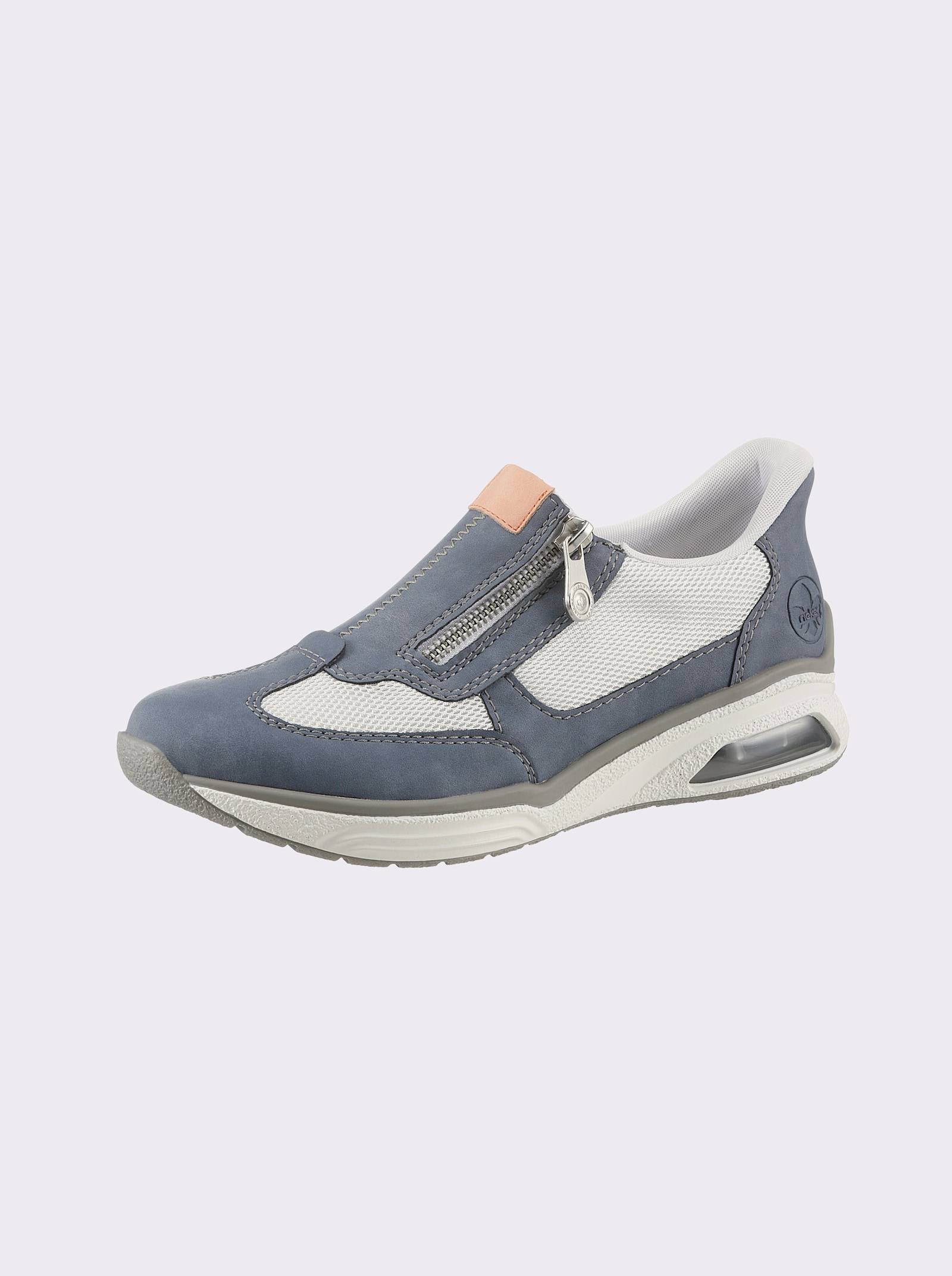 Rieker Slipper mit seitlichem Reißverschluss - mittelblau