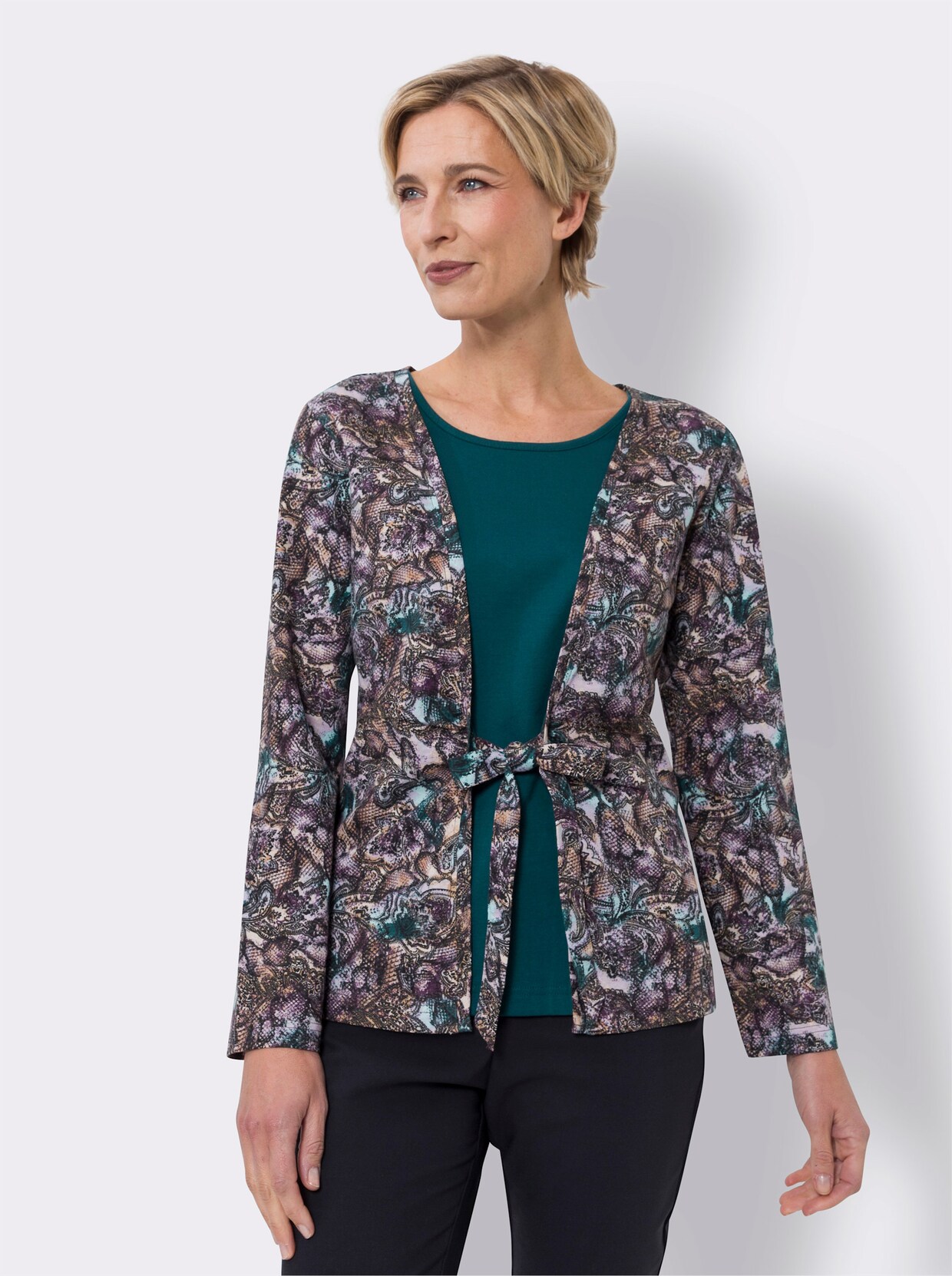 2-in-1-Shirt - schwarz-petrol-bedruckt