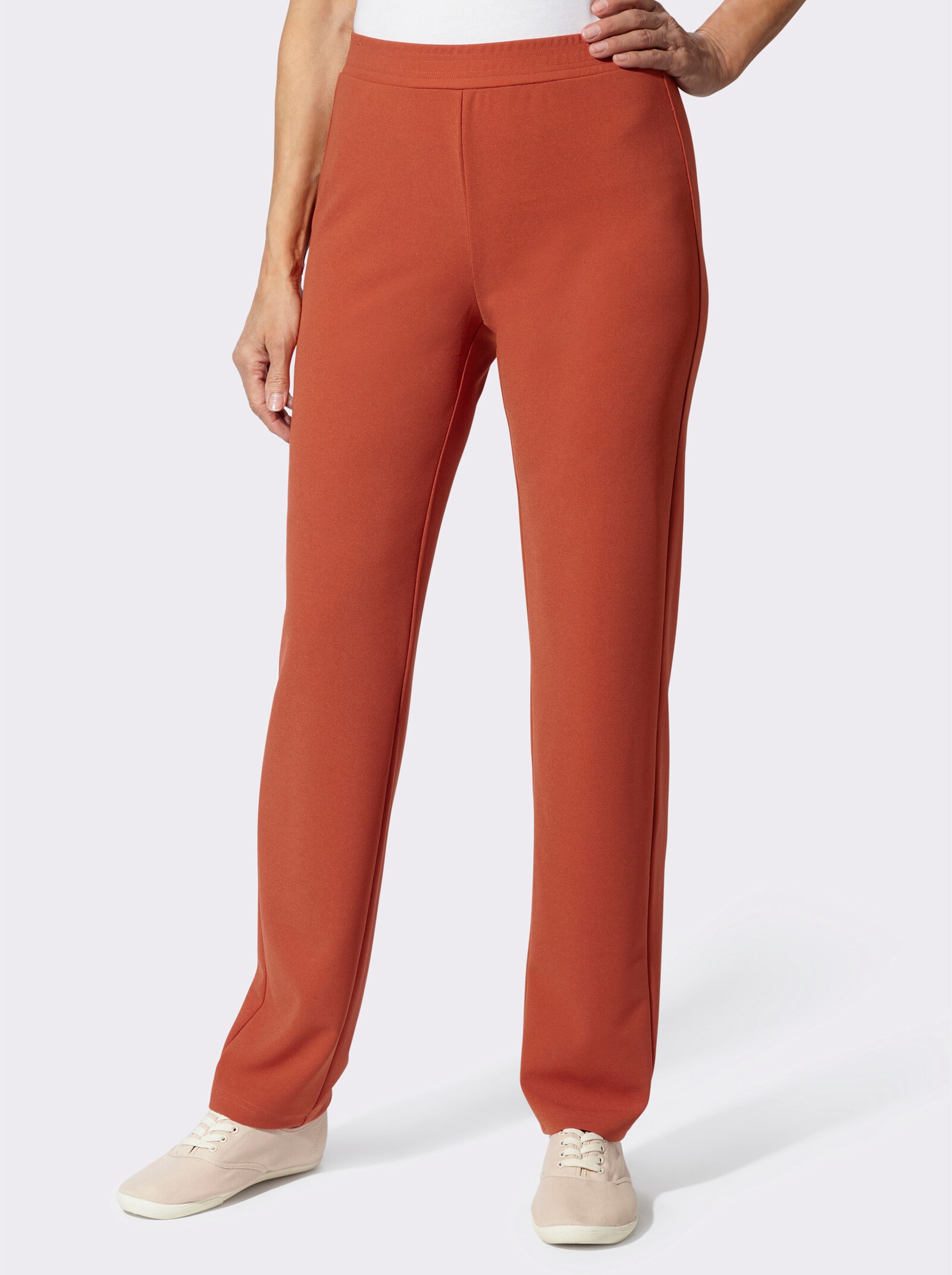 Schlupfhose in gerader Form - rostrot