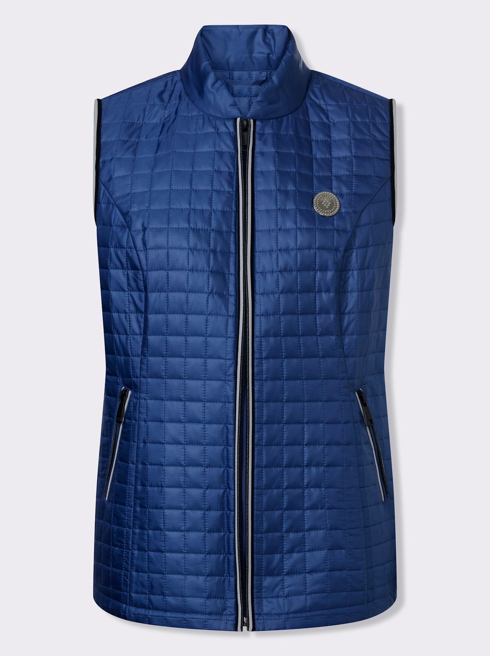 Prošívaná vesta s kontrastními paspulkami - královská modrá