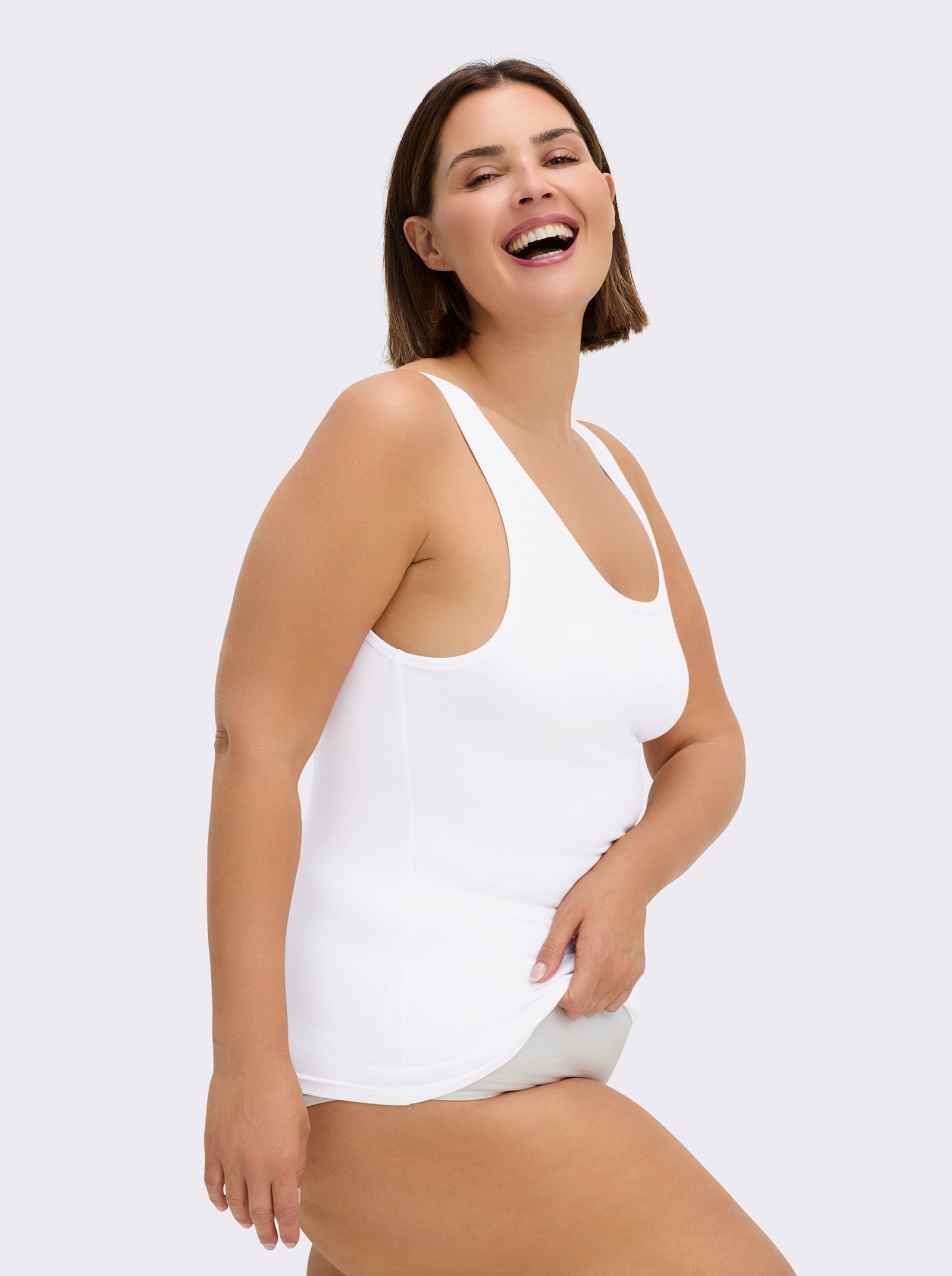 wäschepur Achseltop mit breiten Trägern - flamingo + aquamarin + weiß