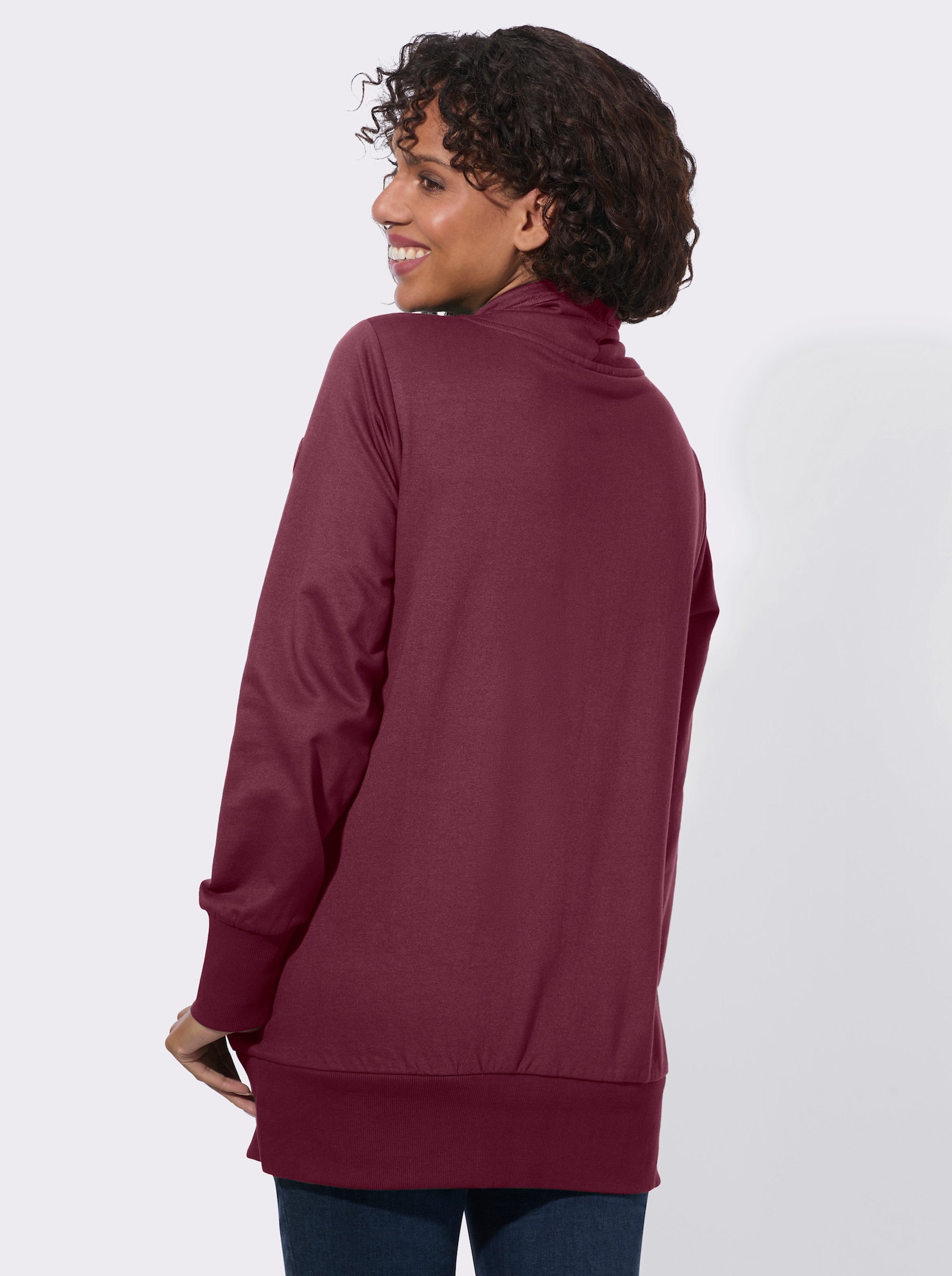Sweatshirt mit asymmetrischem Kragen - bordeaux
