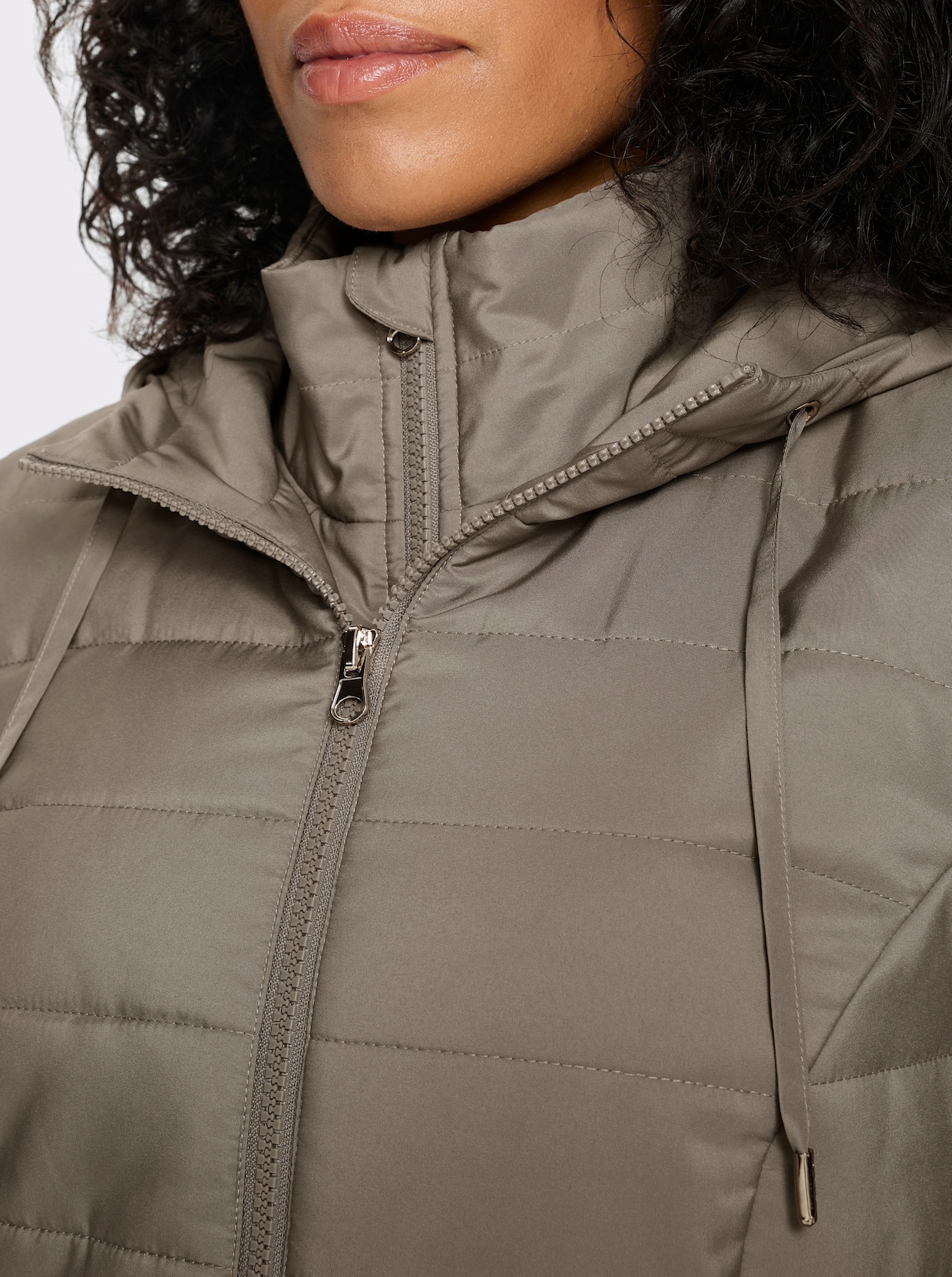 Longjacke in 2-in-1-Optik - taupe