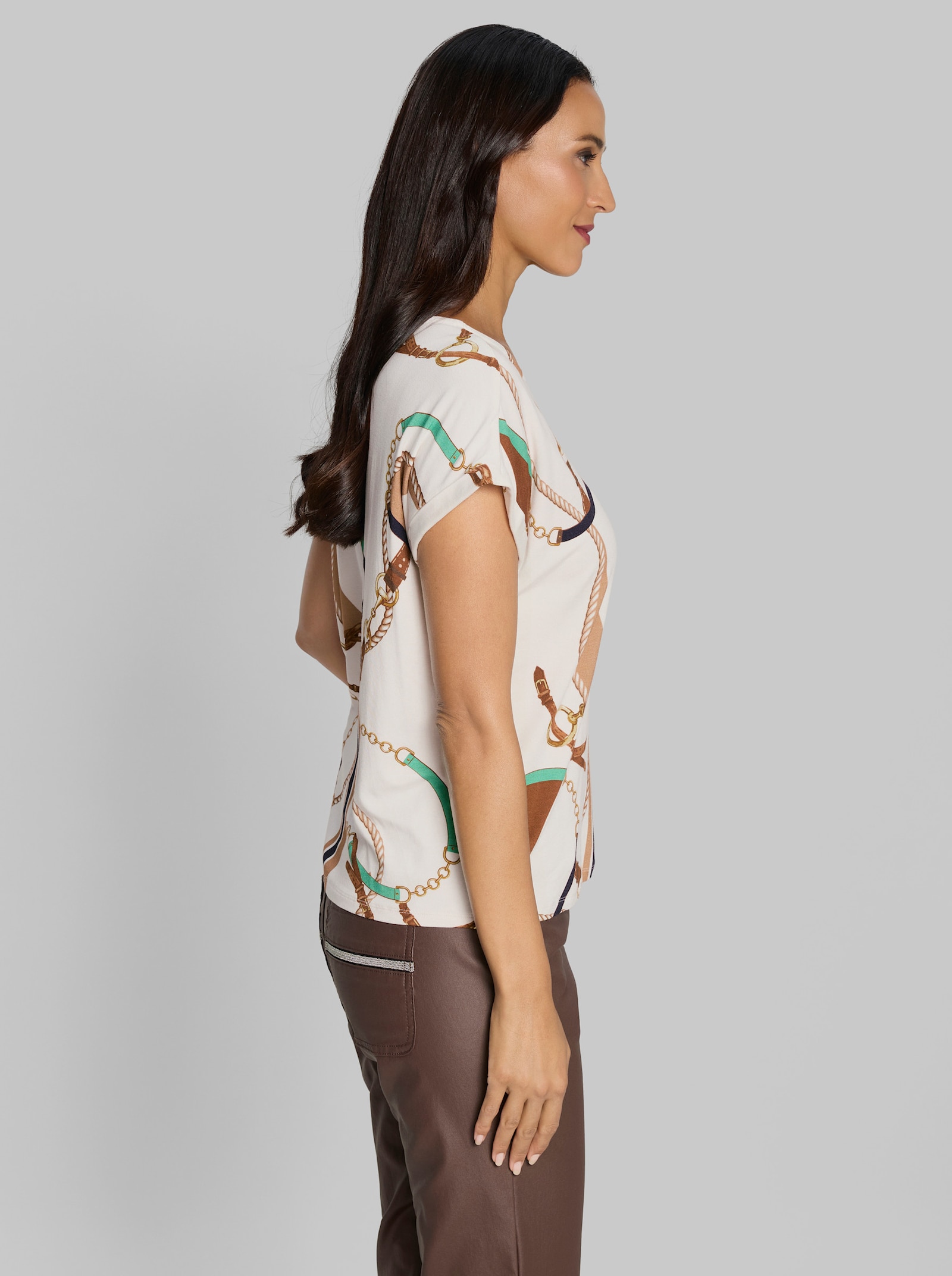 heine Kurzarmshirt mit Ketten-Print - ecru-marine-bedruckt