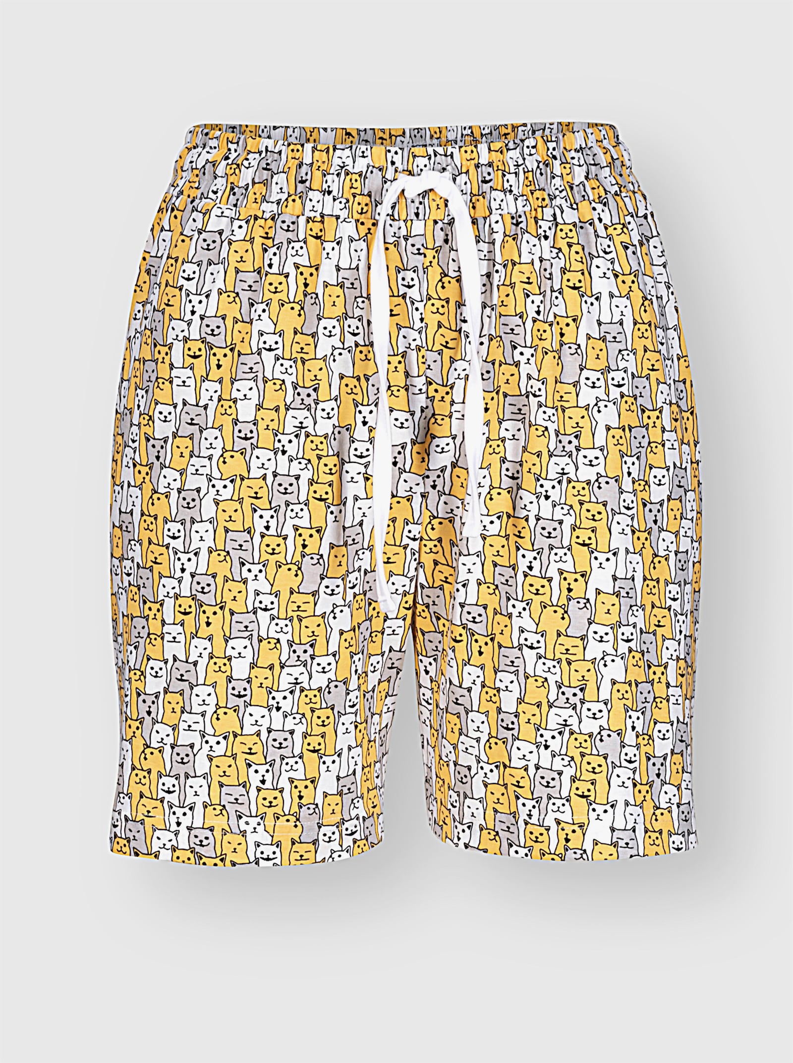 wäschepur Broek kort - wit/geel bedrukt