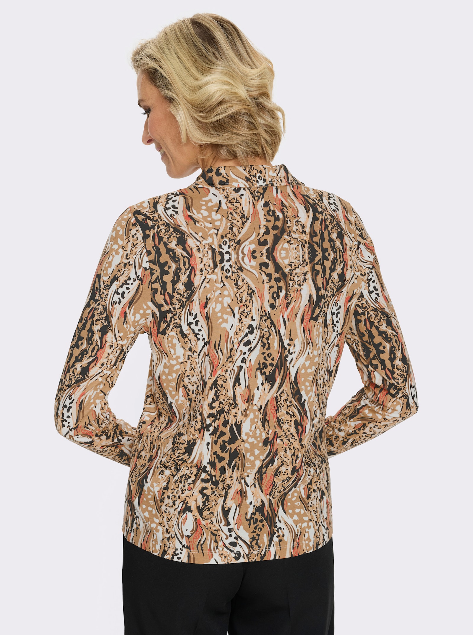 Poloshirt im Animal-Dessin - camel-terra-bedruckt