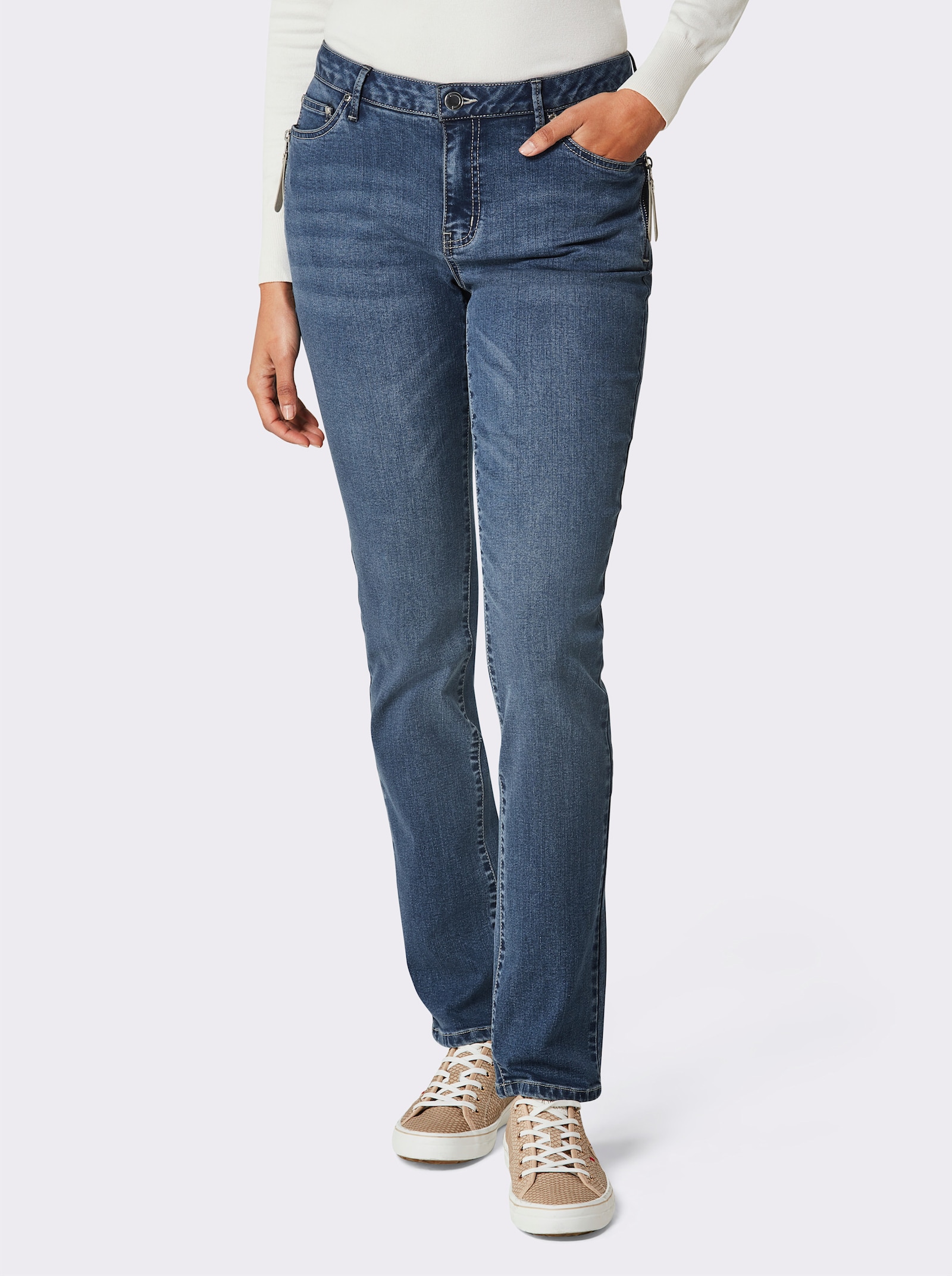 CREATION L PREMIUM 5-Pocket-Jeans mit Lyocell, Denim-Qualität - blue-stone-washed