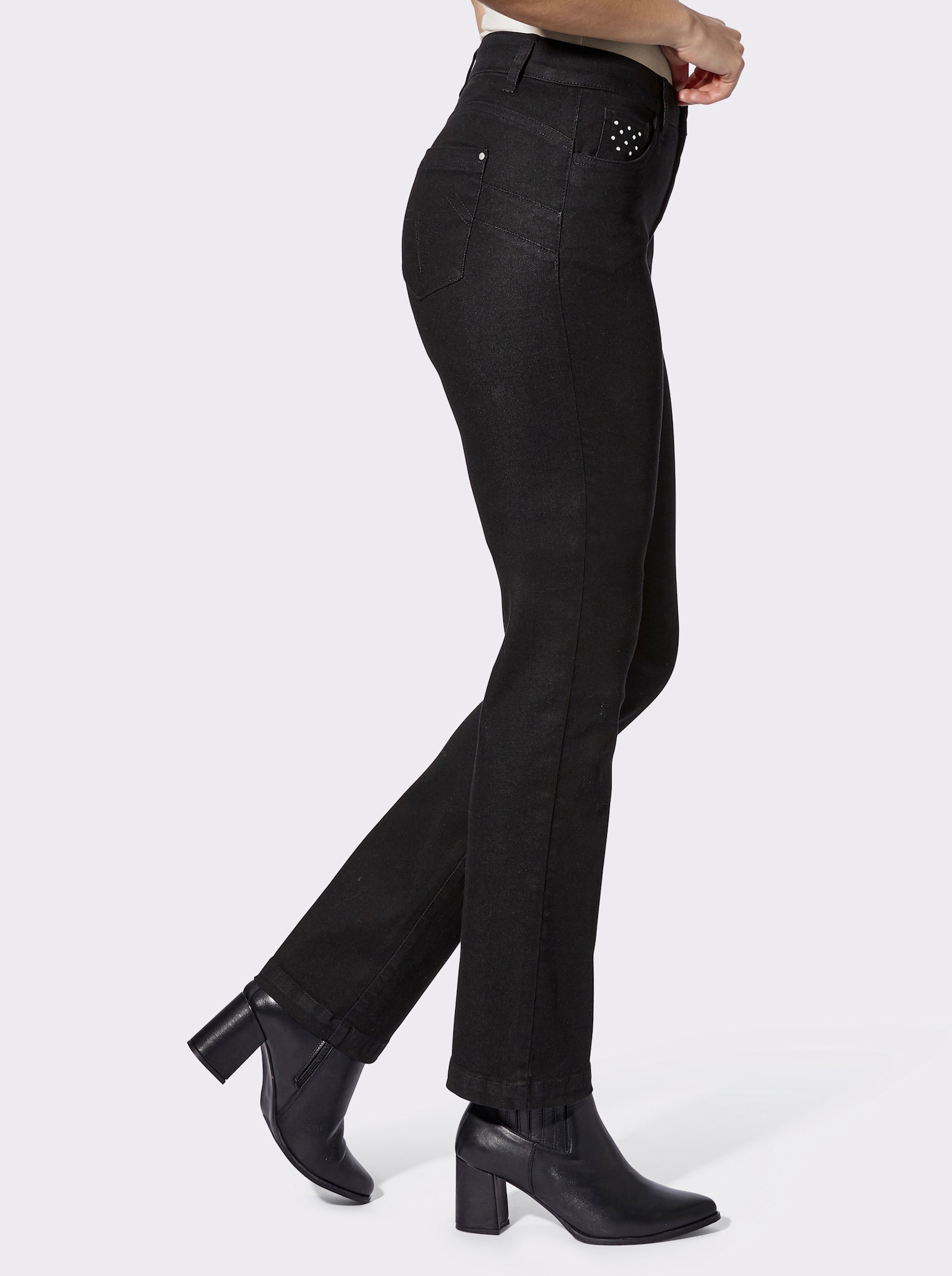 heine 5-Pocket-Jeans mit Schuckelementen - schwarz