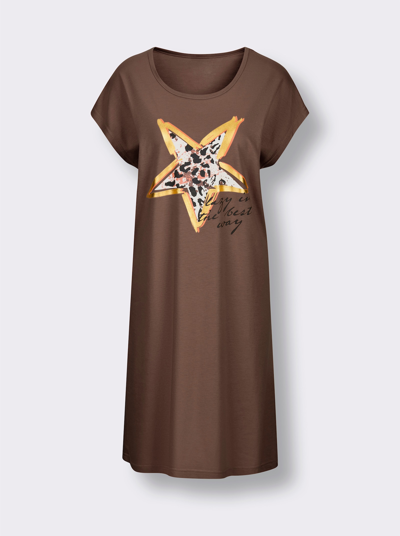 wäschepur Sleepshirts in Oversized-Form - schoko-camel-bedruckt